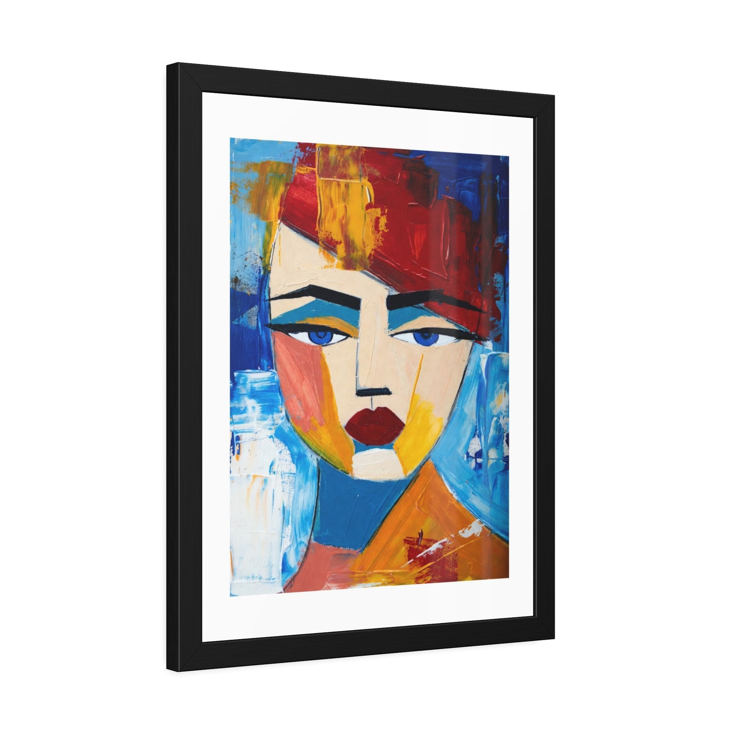 Abstract Colorful Face Framed Poster — Modern Pop Art Wall Print