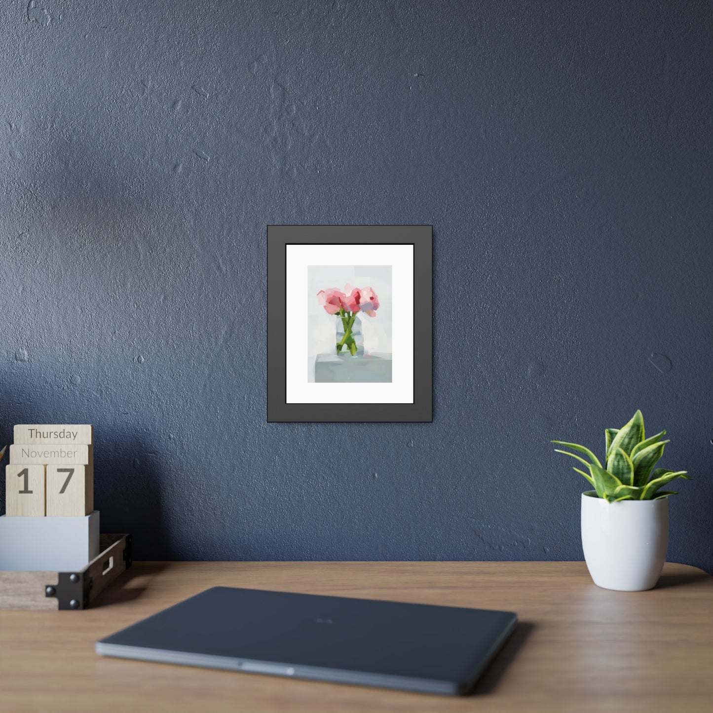 Framed Poster — Pink Floral Still Life Art Print (Modern Minimal)