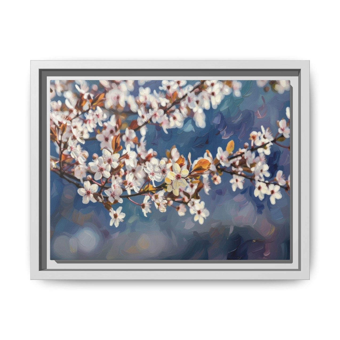 Framed Matte Canvas Print — Cherry Blossom Branch Wall Art
