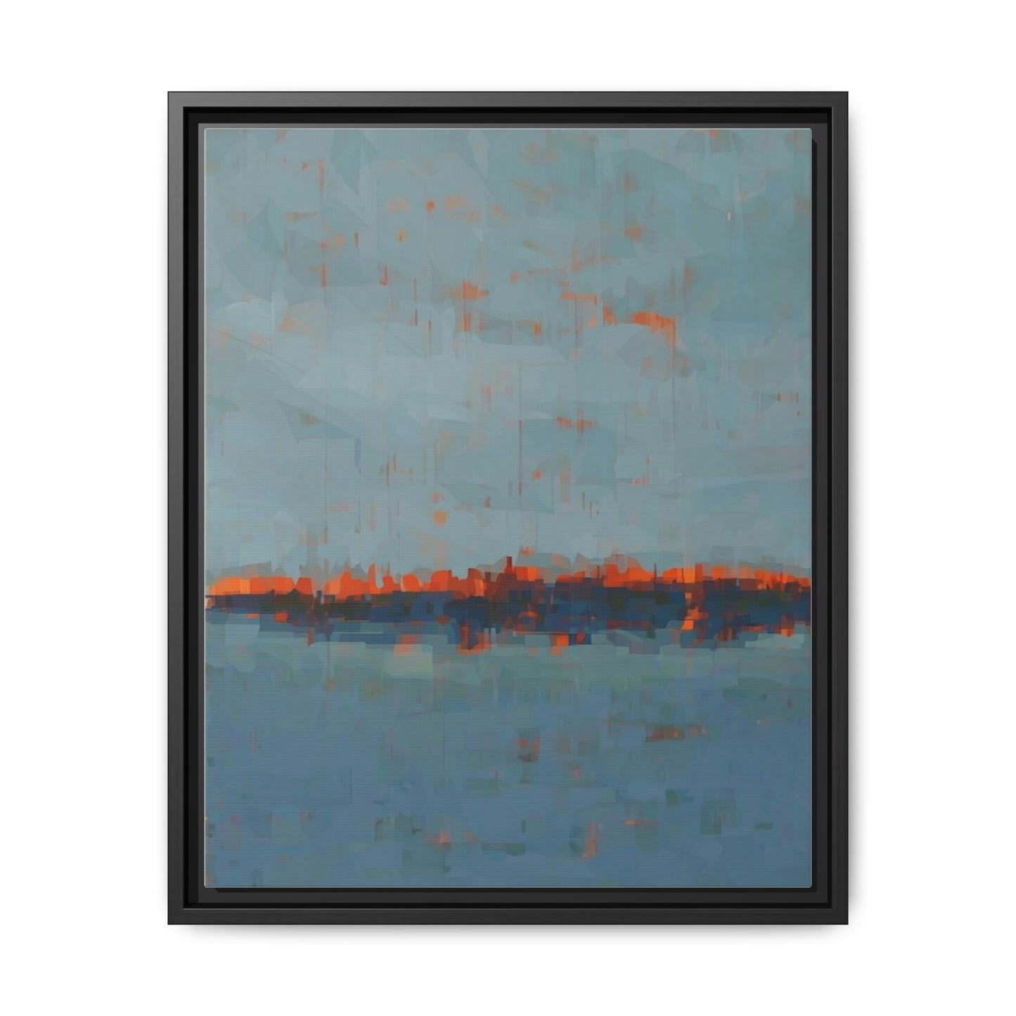 Framed Canvas Art — Teal & Orange Abstract Seascape
