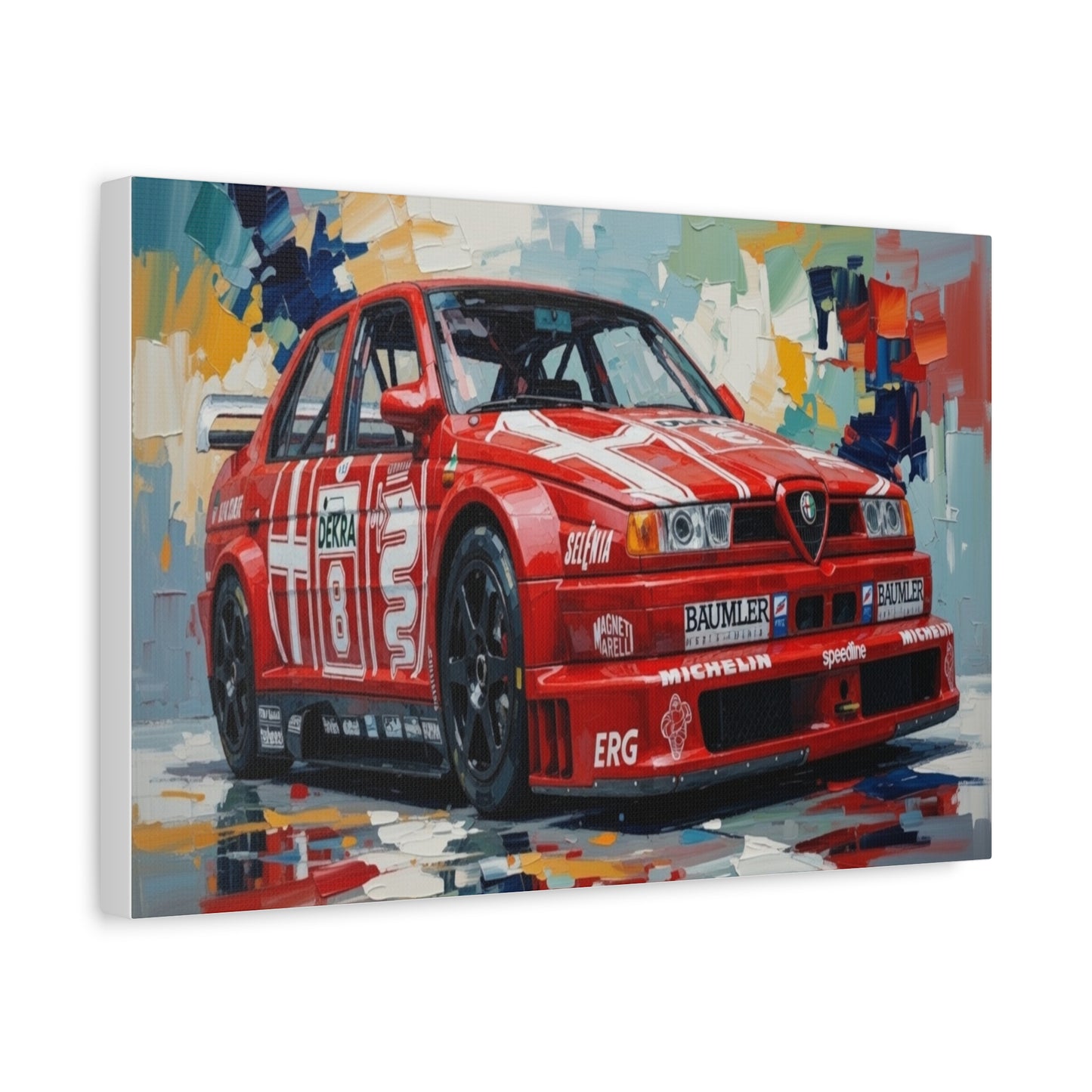Racing Alfa Romeo Canvas Print — Red Race Car Stretched Wall Art