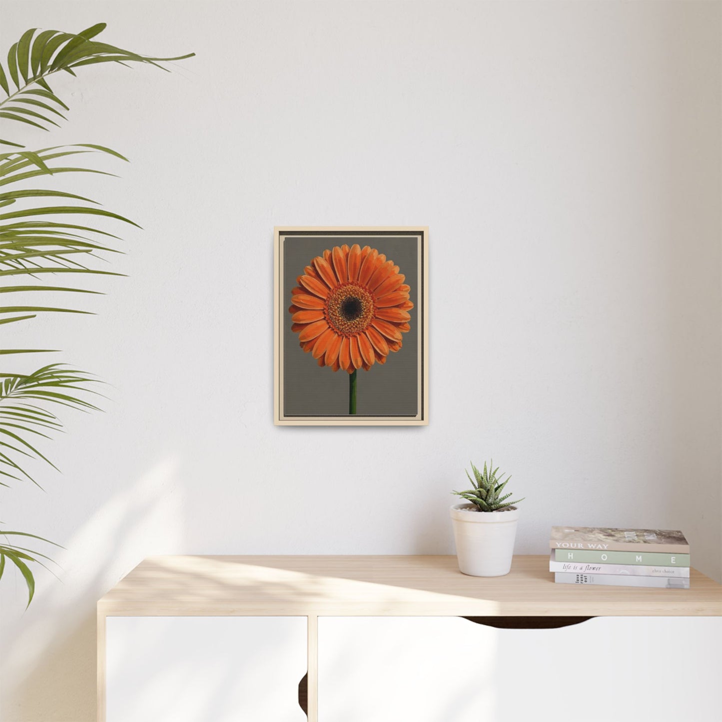 Orange Gerbera Daisy Matte Canvas Print (Framed)