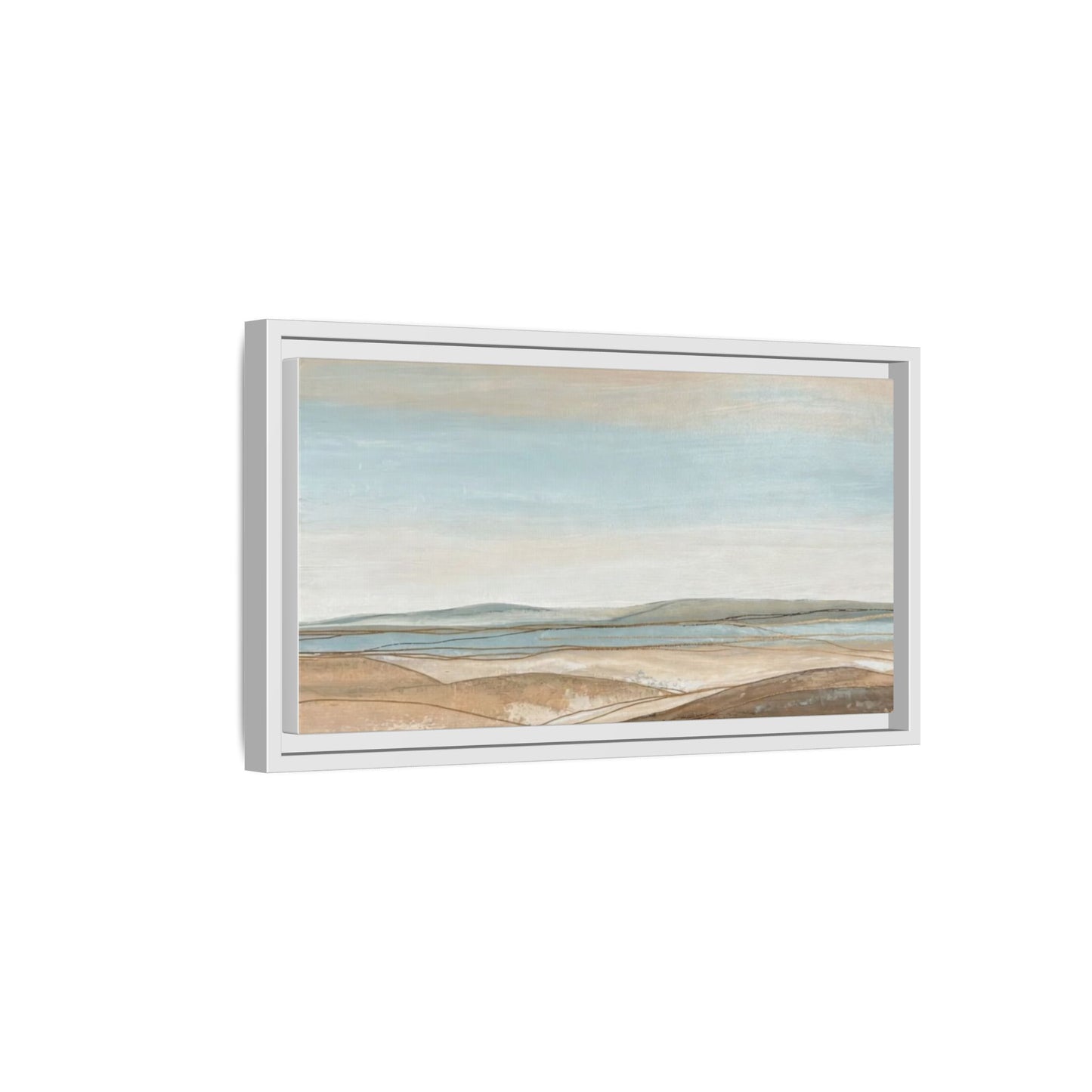 Framed Abstract Landscape Matte Canvas — Serene Coastal Horizon Wall Art