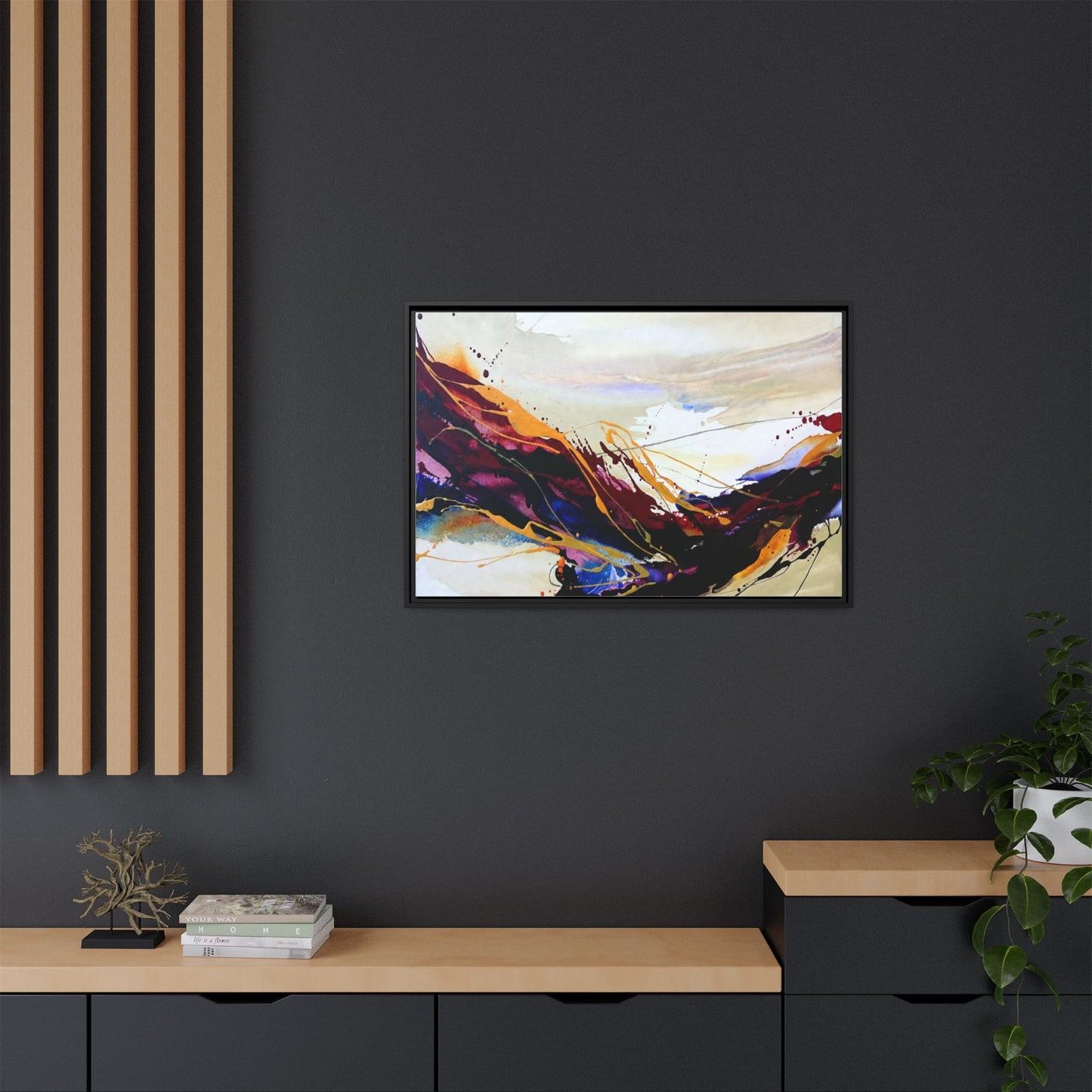 Abstract Flow Matte Canvas Framed Wall Art