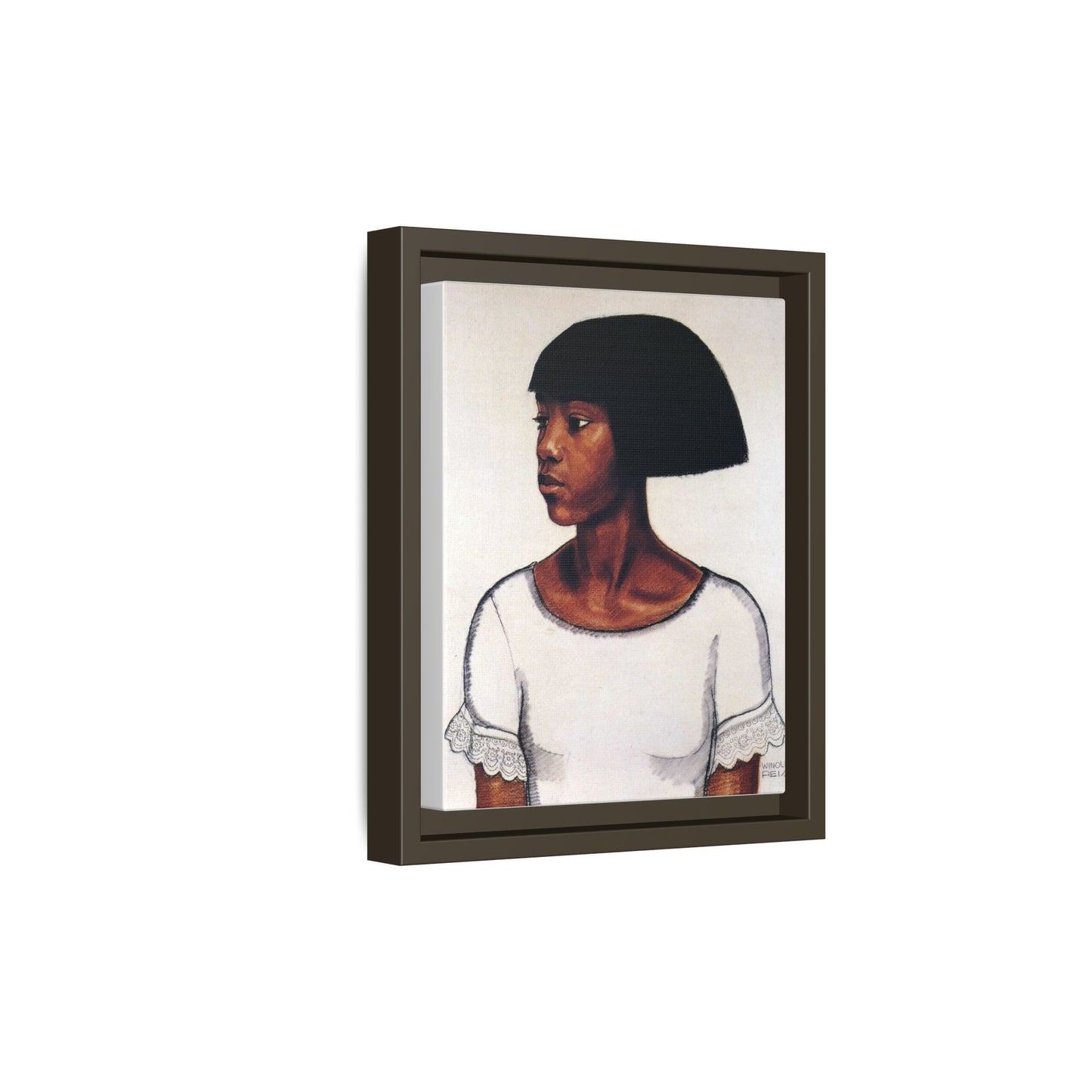 Portrait of a Young Woman by Winold Reiss Framed Matte Canvas Portrait