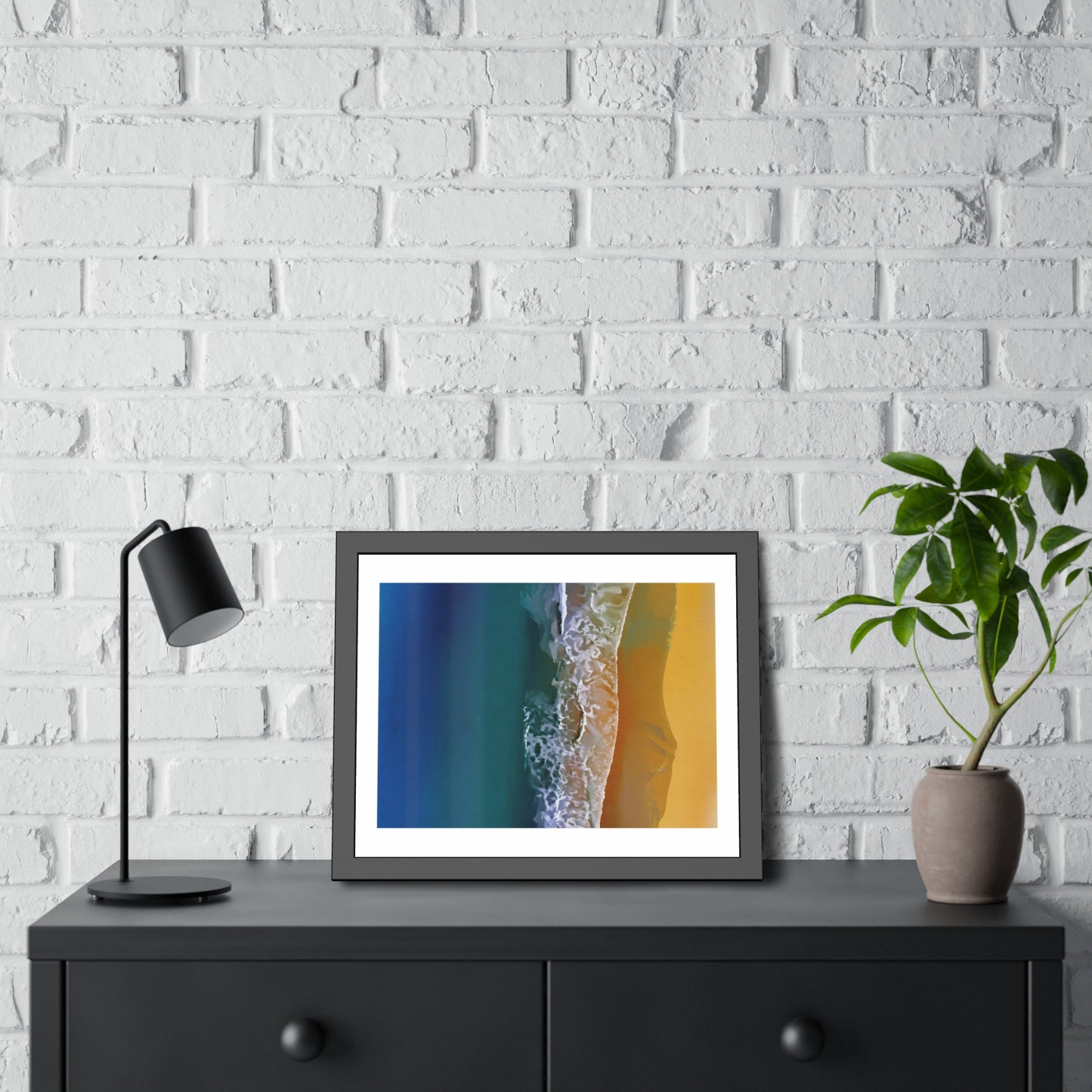 Coastal Waves Framed Poster — Beach Ocean Photography Wall Art