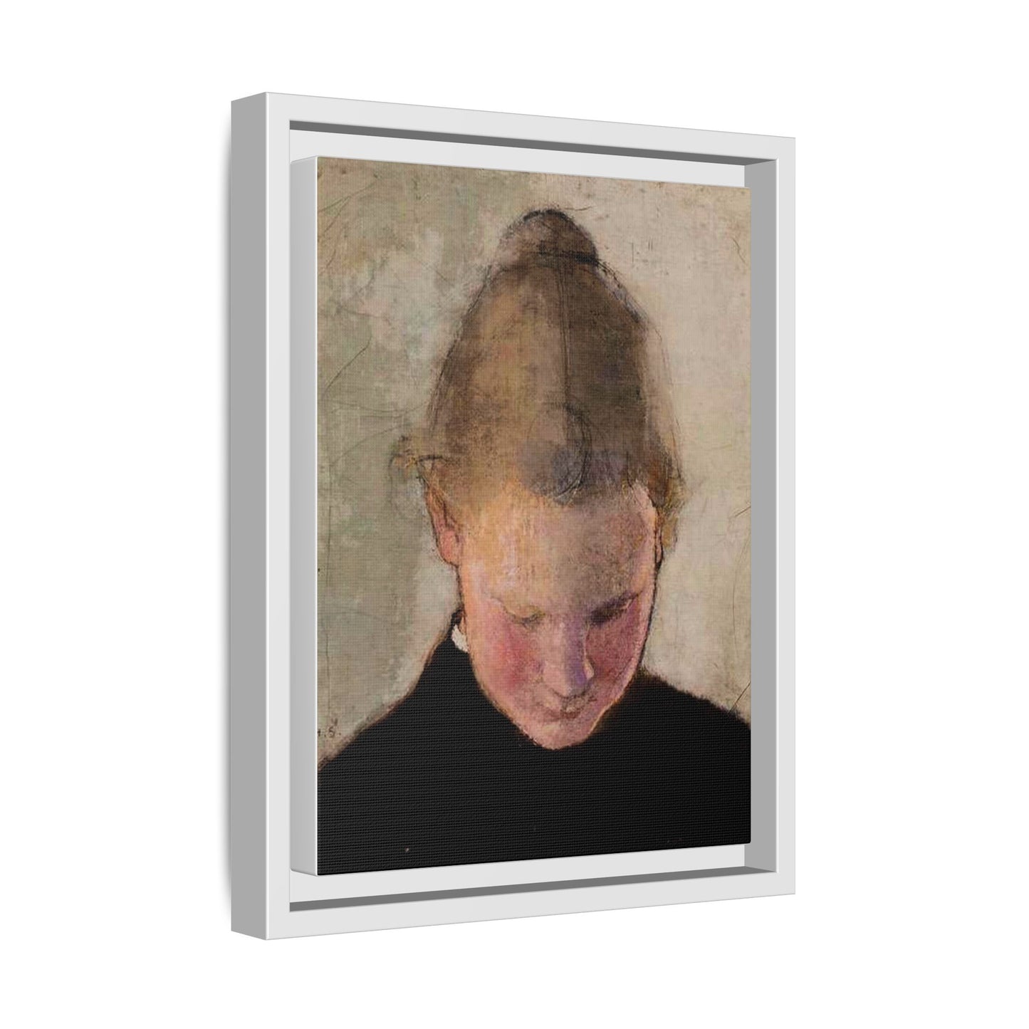 Lukeva tytto by Helena Schjerfbeck Framed Matte Canvas Art Print
