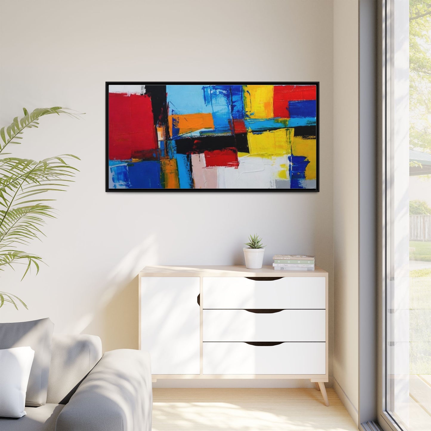 Abstract Color Block Matte Canvas Framed Wall Art