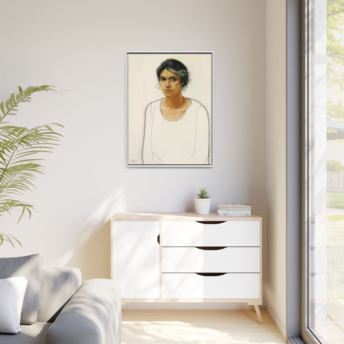 Portrait of a Woman by Winold Reiss Framed Matte Canvas Portrait Print
