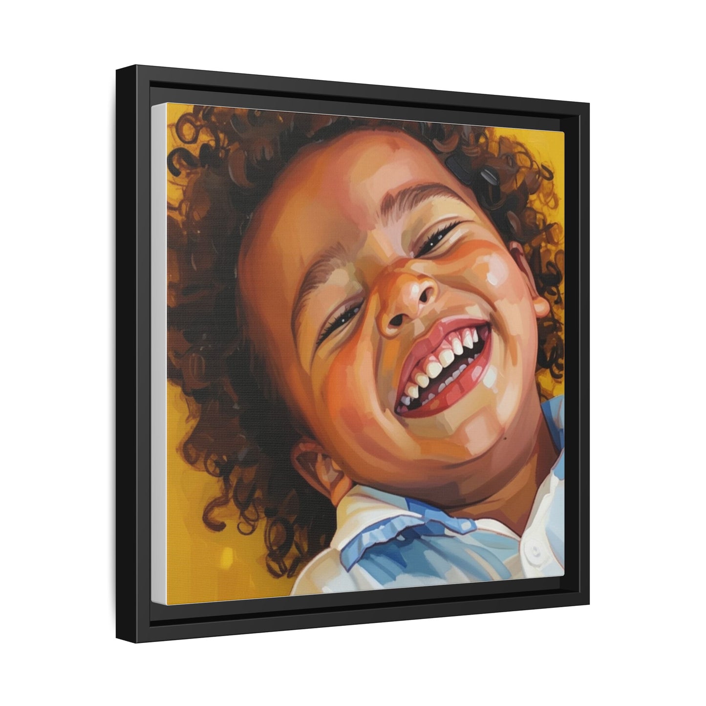 Framed Matte Canvas Print – Joyful Child Portrait, Colorful Nursery Wall Art
