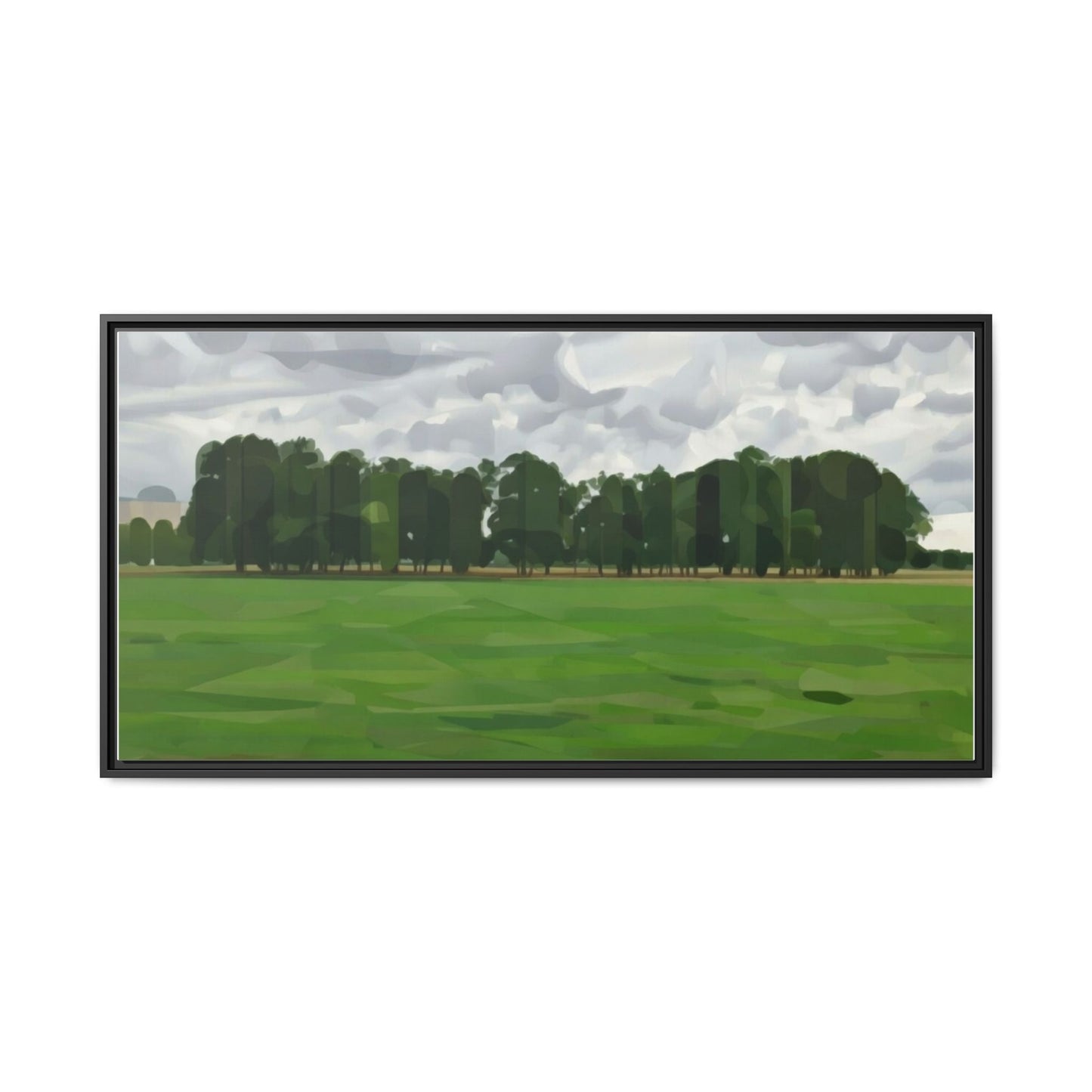 Framed Matte Canvas Print — Minimalist Green Landscape Art