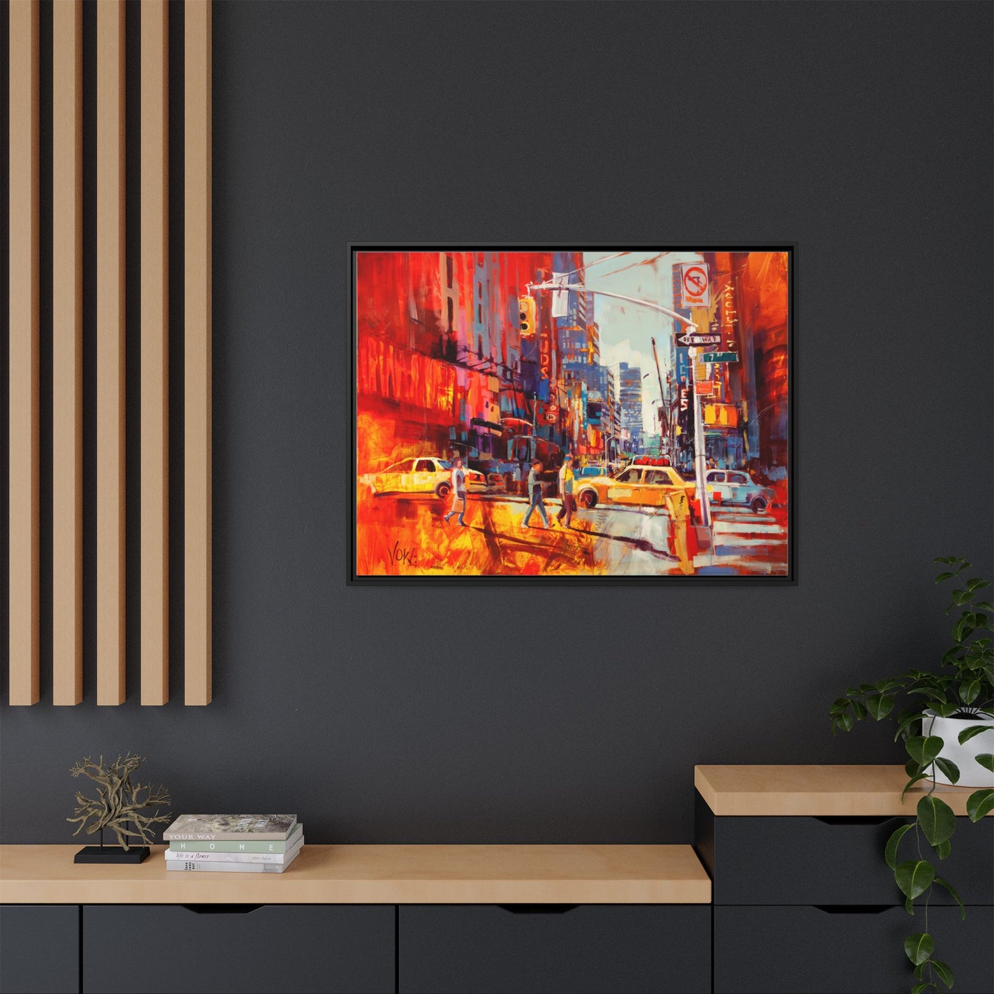 New York 7th AV attributed to Voke Framed Matte Canvas – Art Print