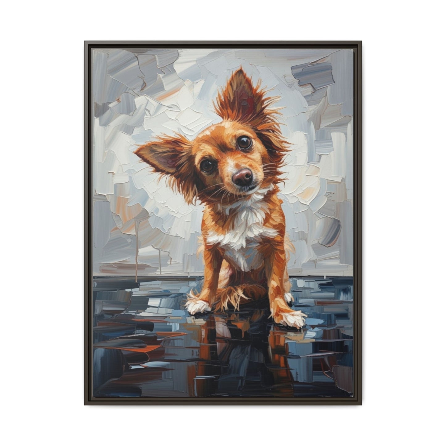 Framed Matte Canvas Print — Playful Brown Dog Portrait