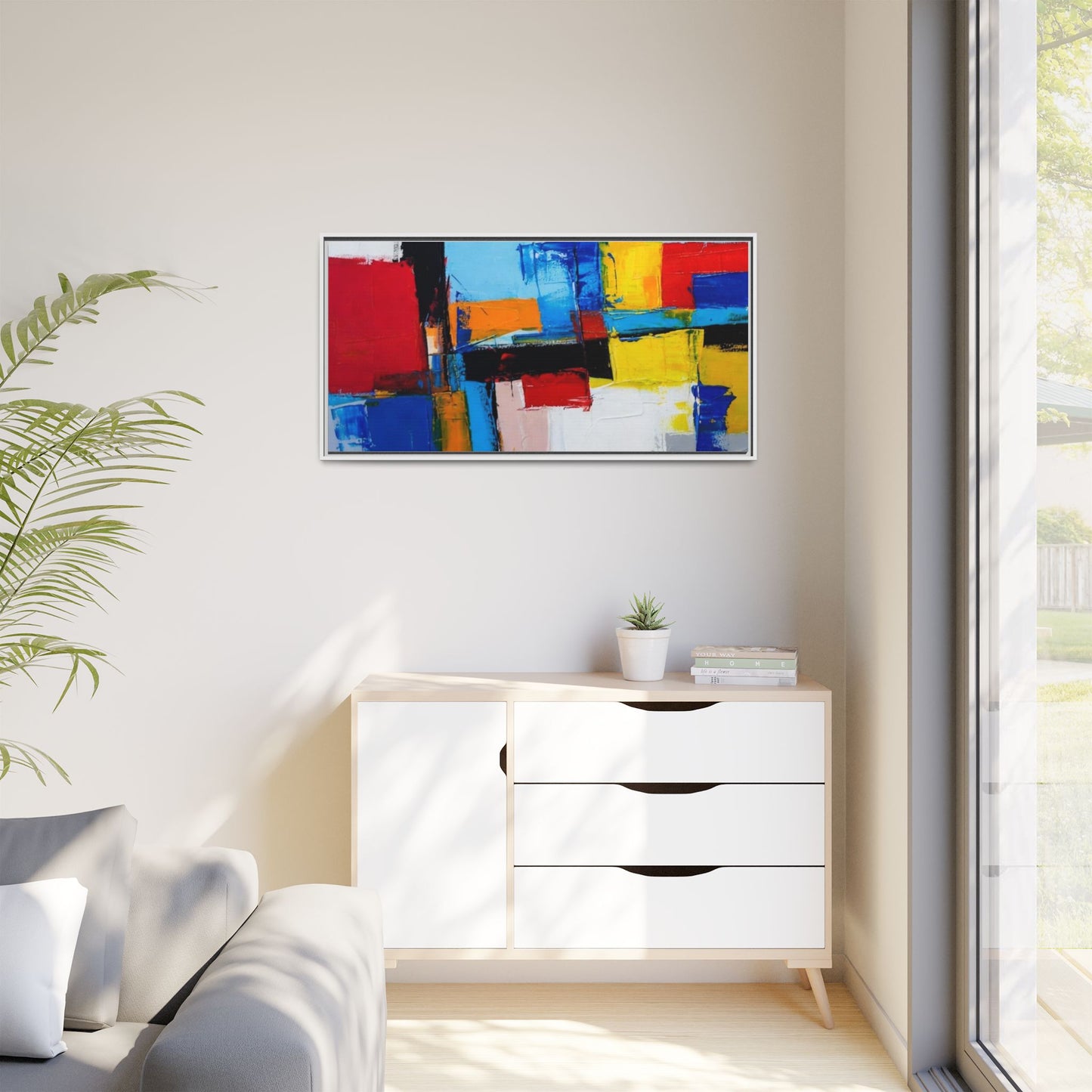 Abstract Color Block Matte Canvas Framed Wall Art