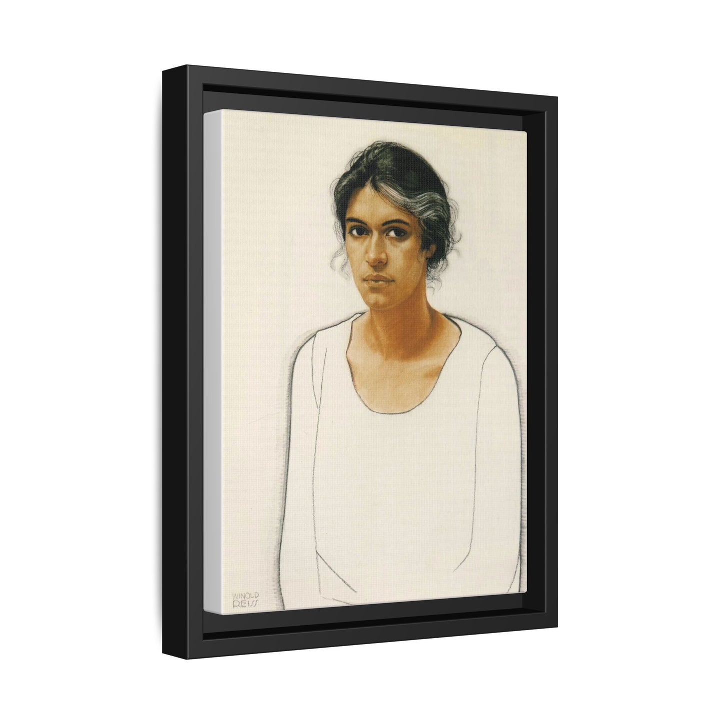Portrait of a Woman by Winold Reiss Framed Matte Canvas Portrait Print