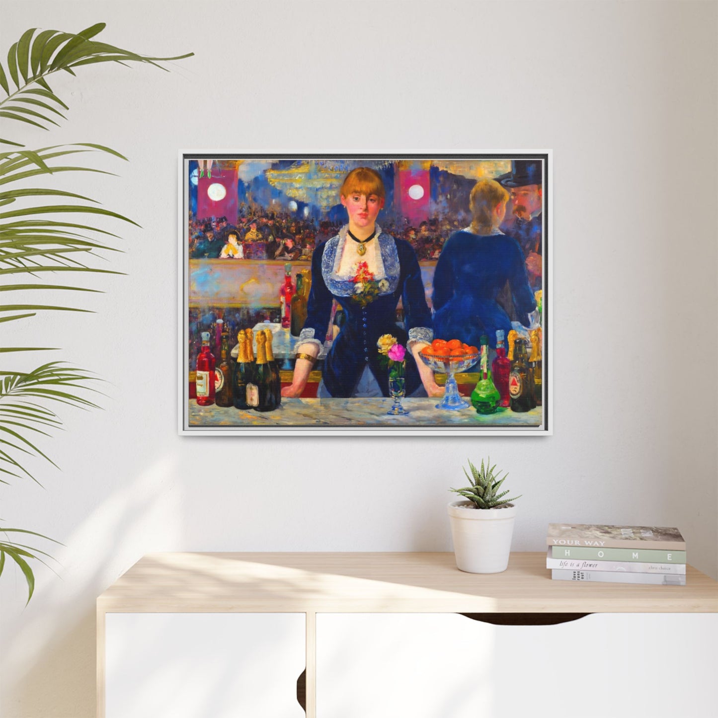 Framed Matte Canvas Print — Vintage Parisian Bar Scene