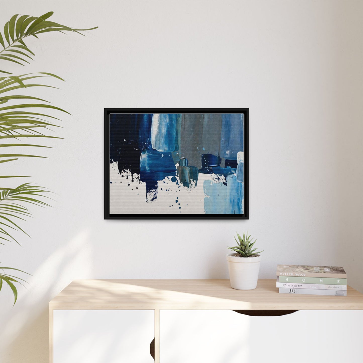 Abstract Blue Ocean Matte Canvas Framed Wall Art