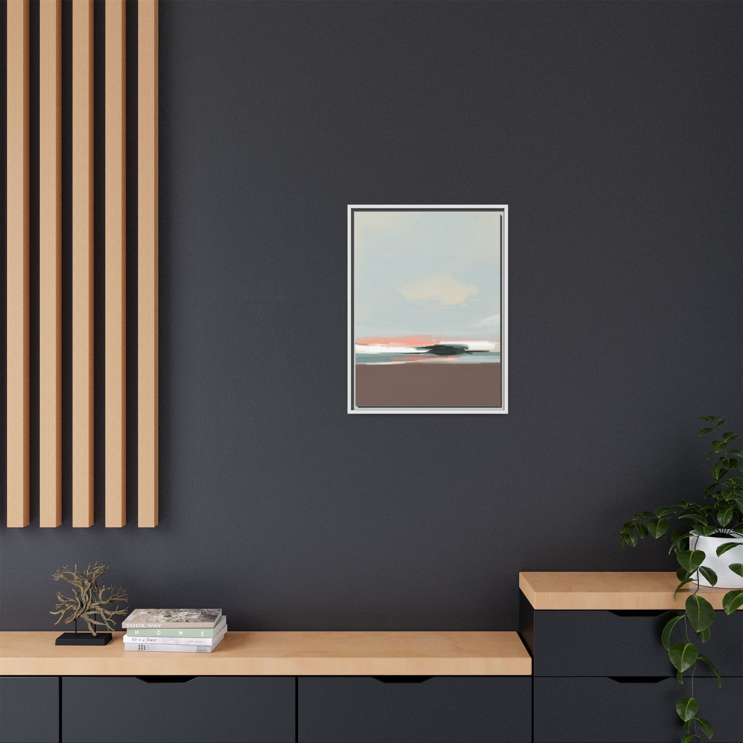 Framed Matte Canvas Print — Soft Coastal Abstract Landscape