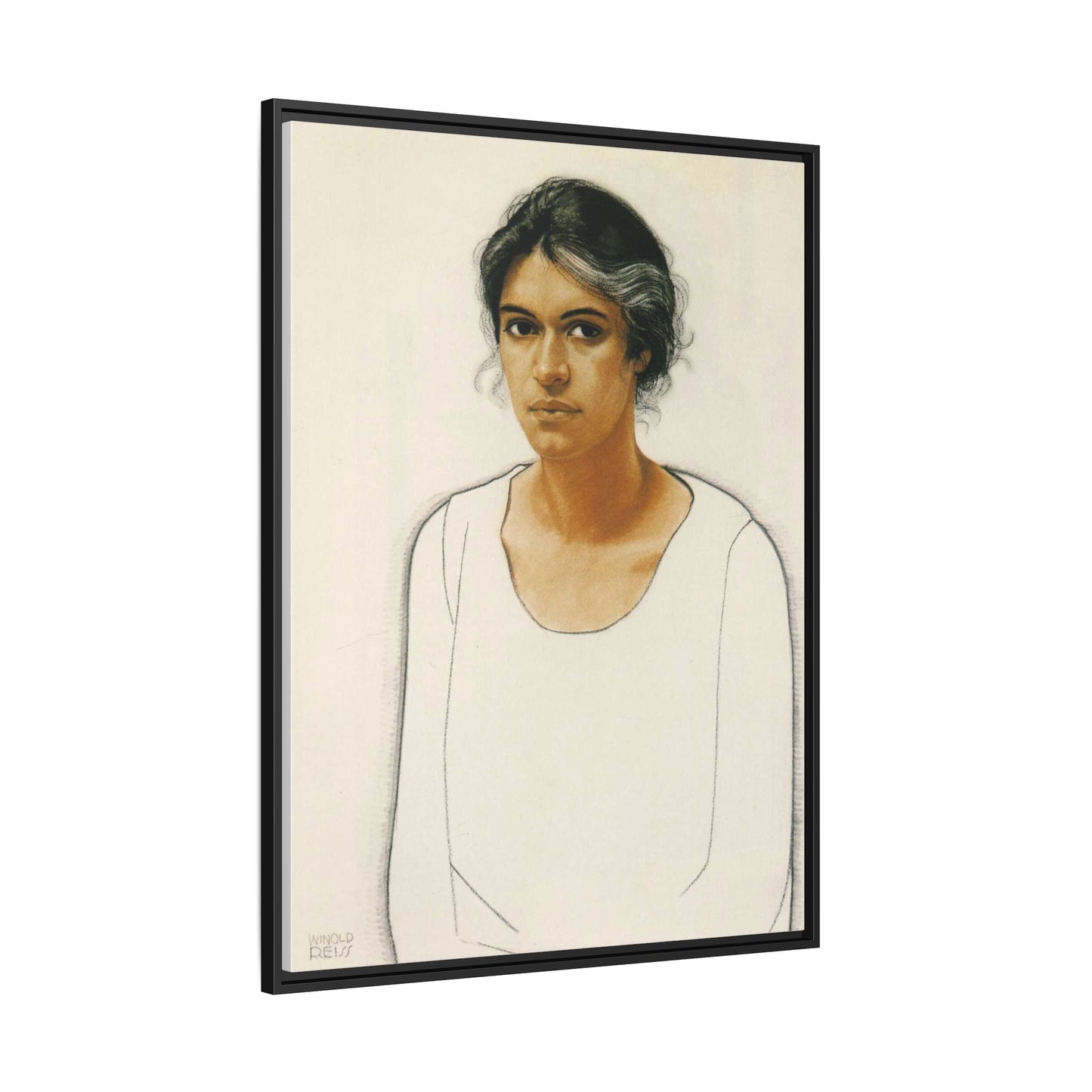 Portrait of a Woman by Winold Reiss Framed Matte Canvas Portrait Print