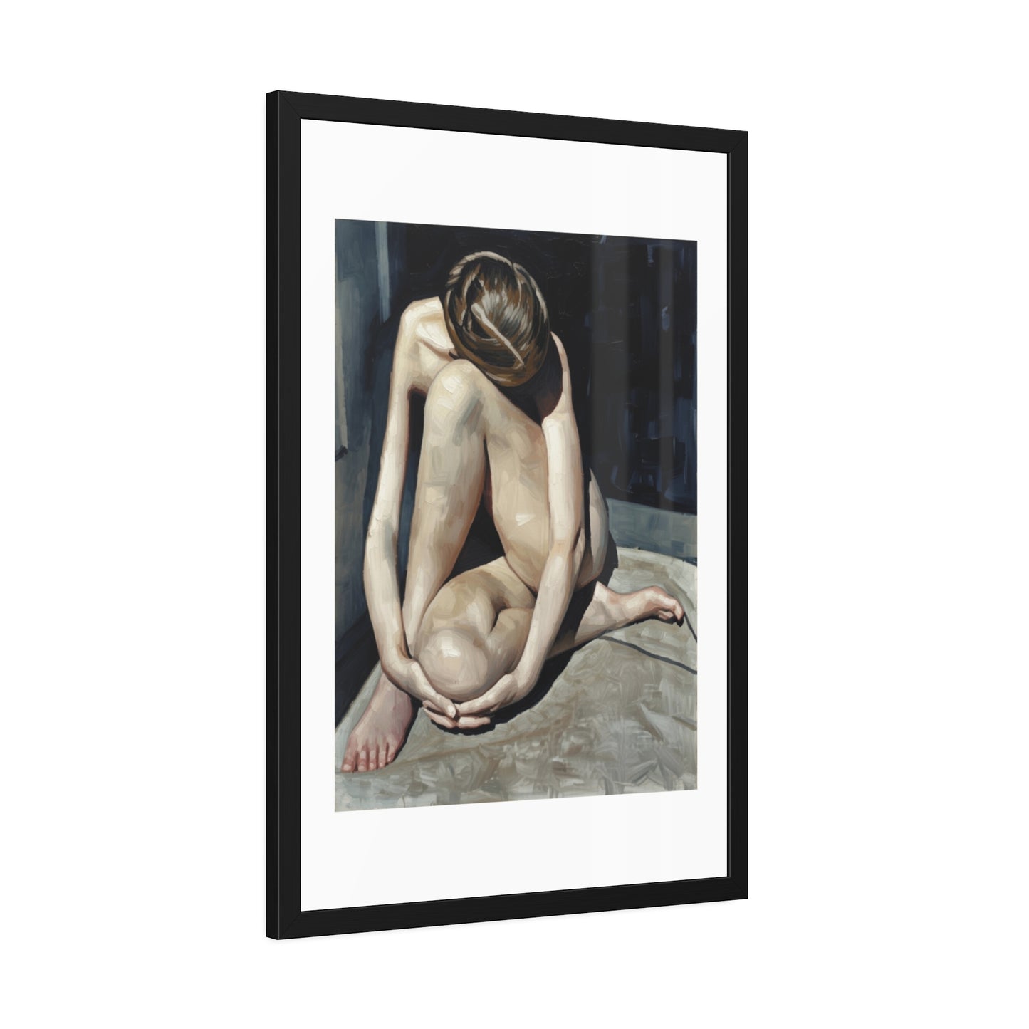 Framed Poster Contemplative Nude Figurative Art Print