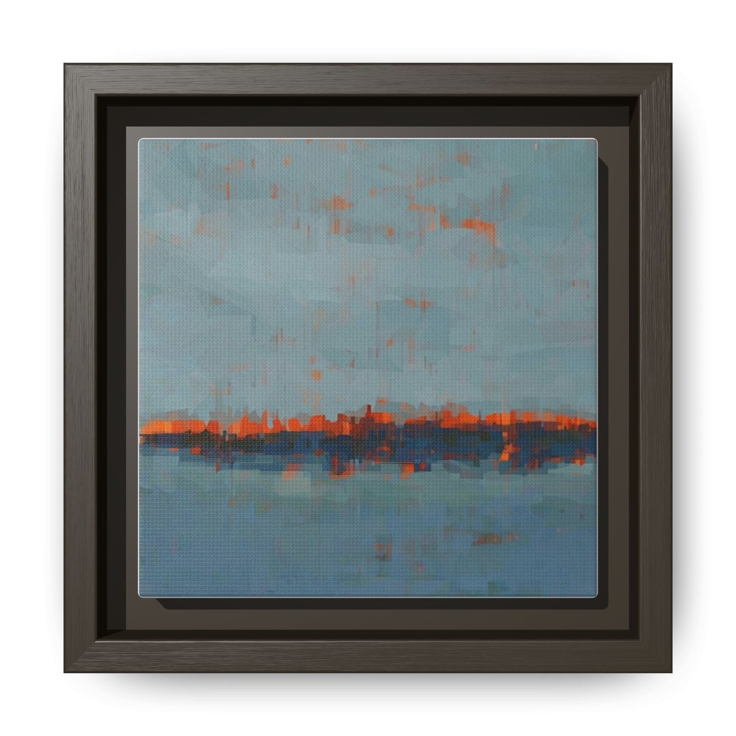 Framed Canvas Art — Teal & Orange Abstract Seascape