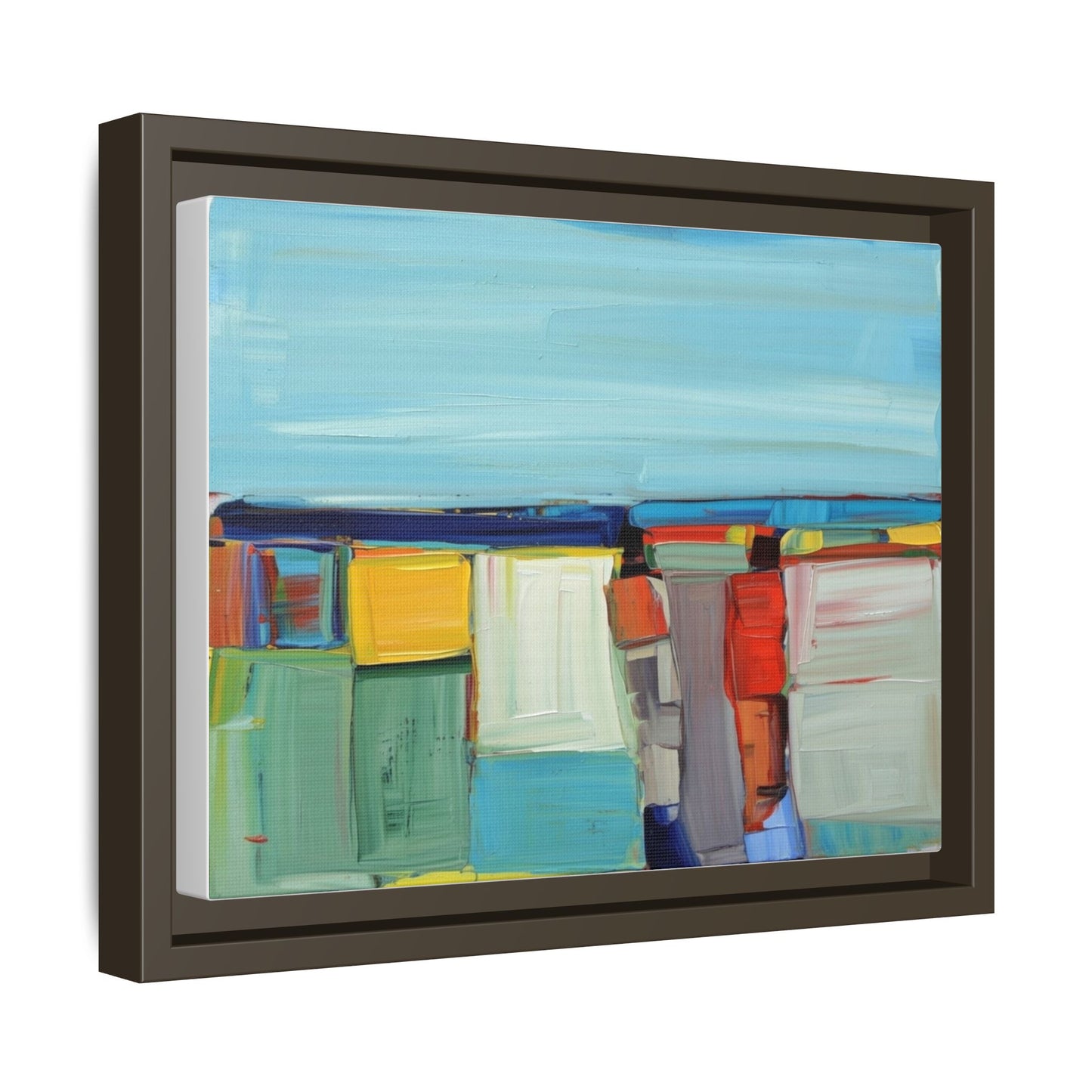 Abstract Coastal Blocks Matte Canvas Print (Framed)