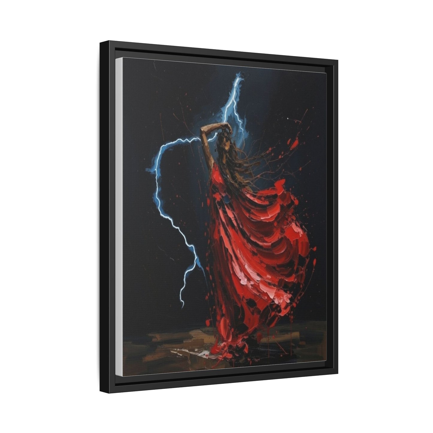 Framed Matte Canvas Print — Red Dancer Lightning Art