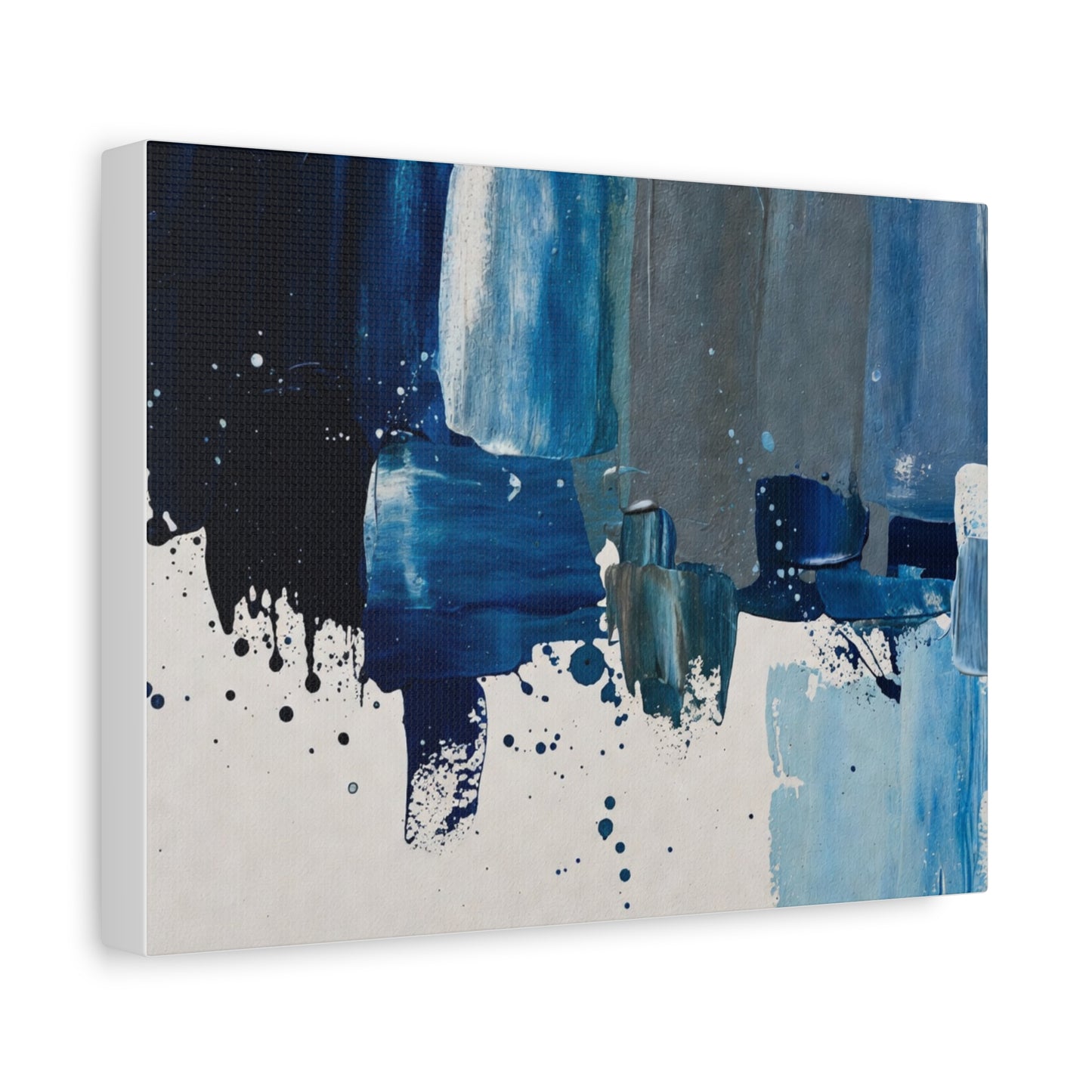 Blue Abstract Canvas Wall Art – Modern Matte Stretched Canvas