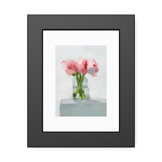Framed Poster — Pink Floral Still Life Art Print (Modern Minimal)