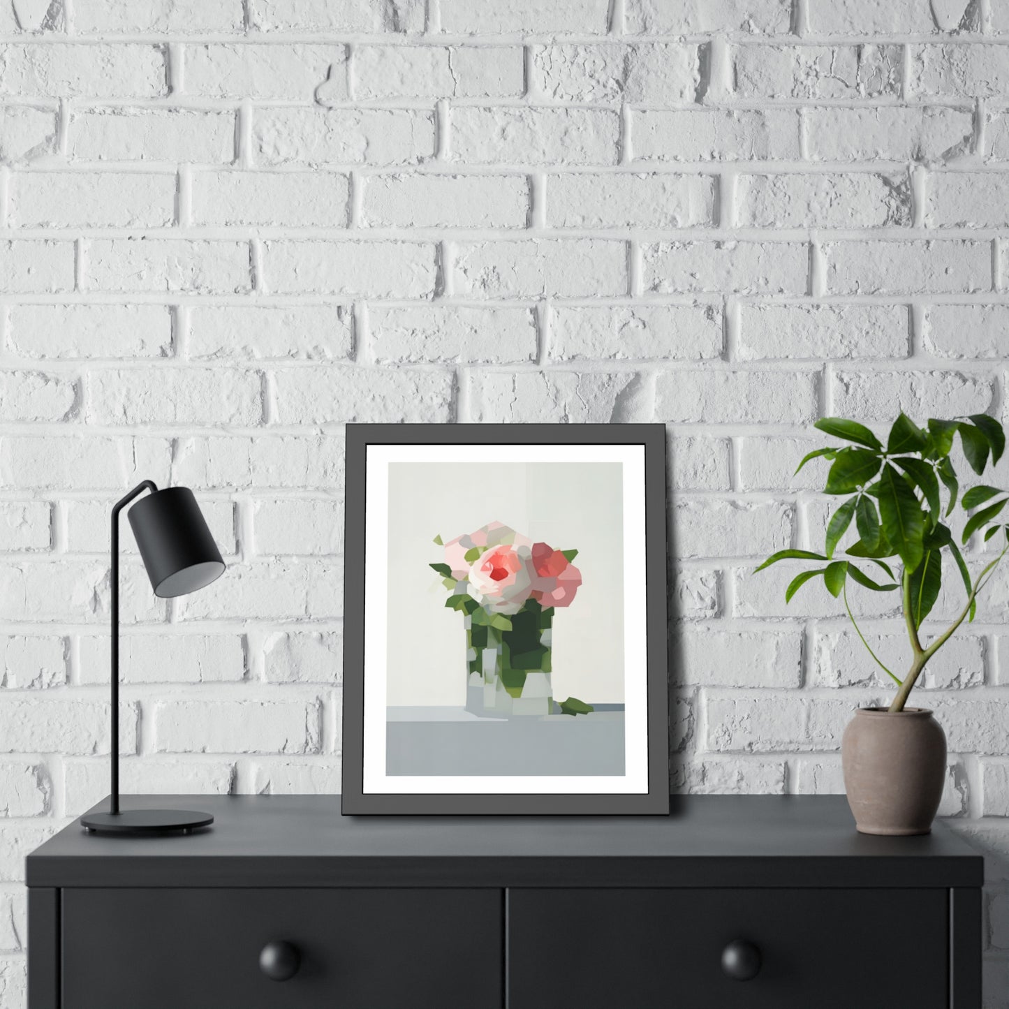 Framed Floral Poster — Modern Abstract Peony Art Print