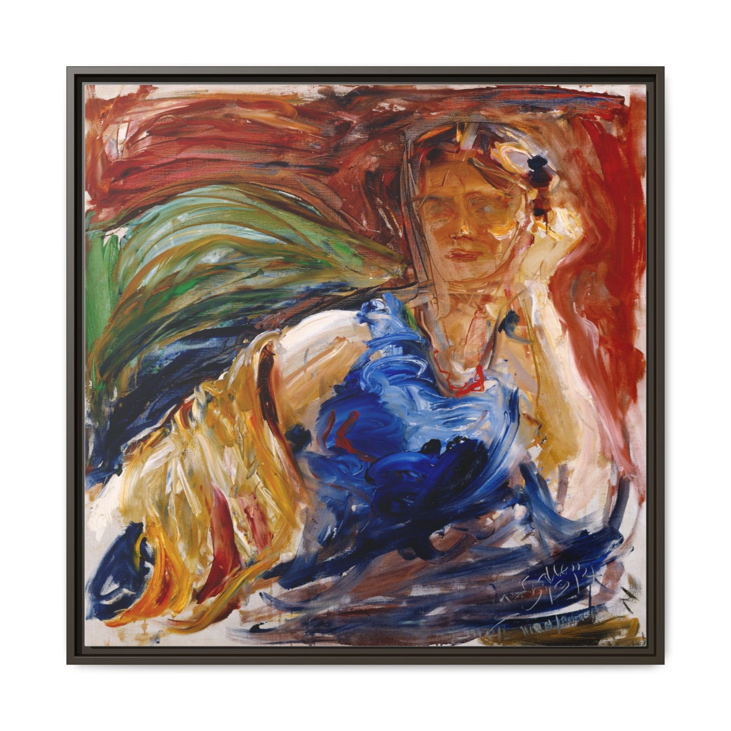 Portrait of hyllis Sjostrom by Akseli Gallen-Kallela Canvas Matte Framed Wall Art Print