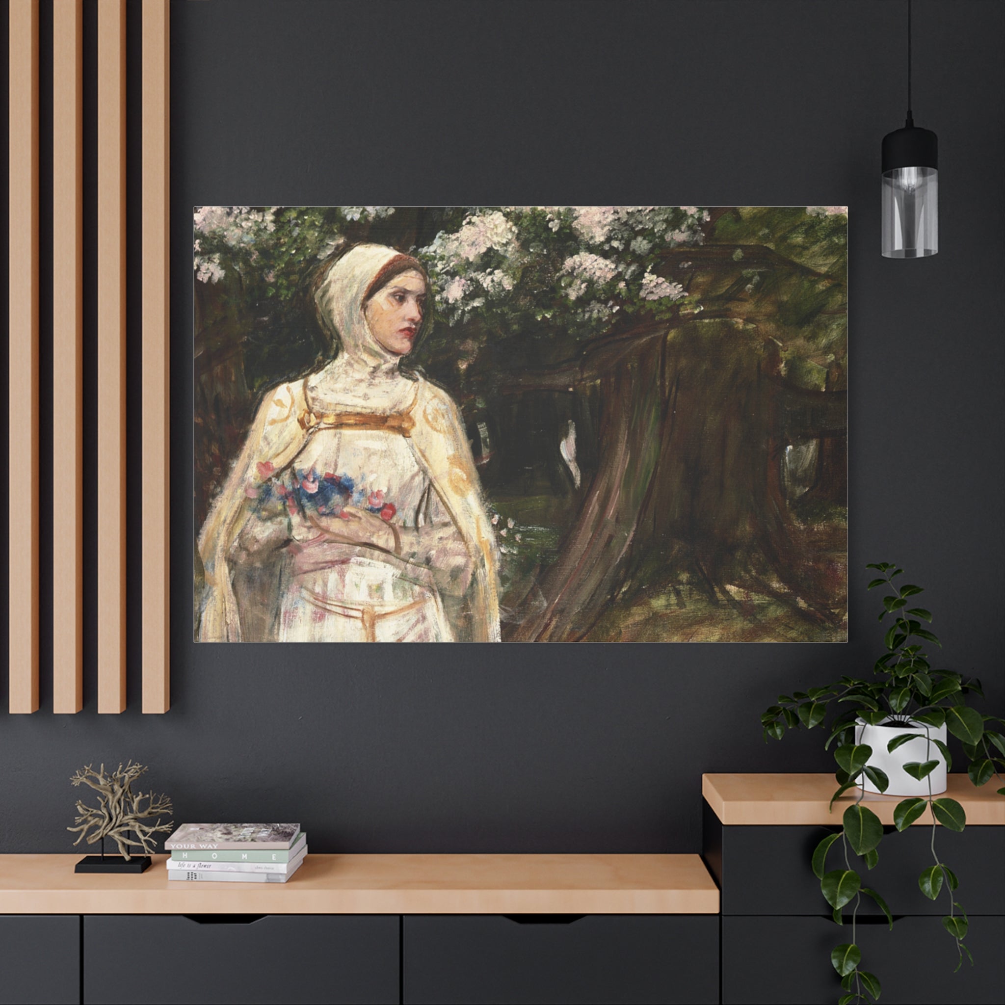 Matilda (formerly called Beatrice) by John William Waterhouse Matte Canvas Wall Art Print
