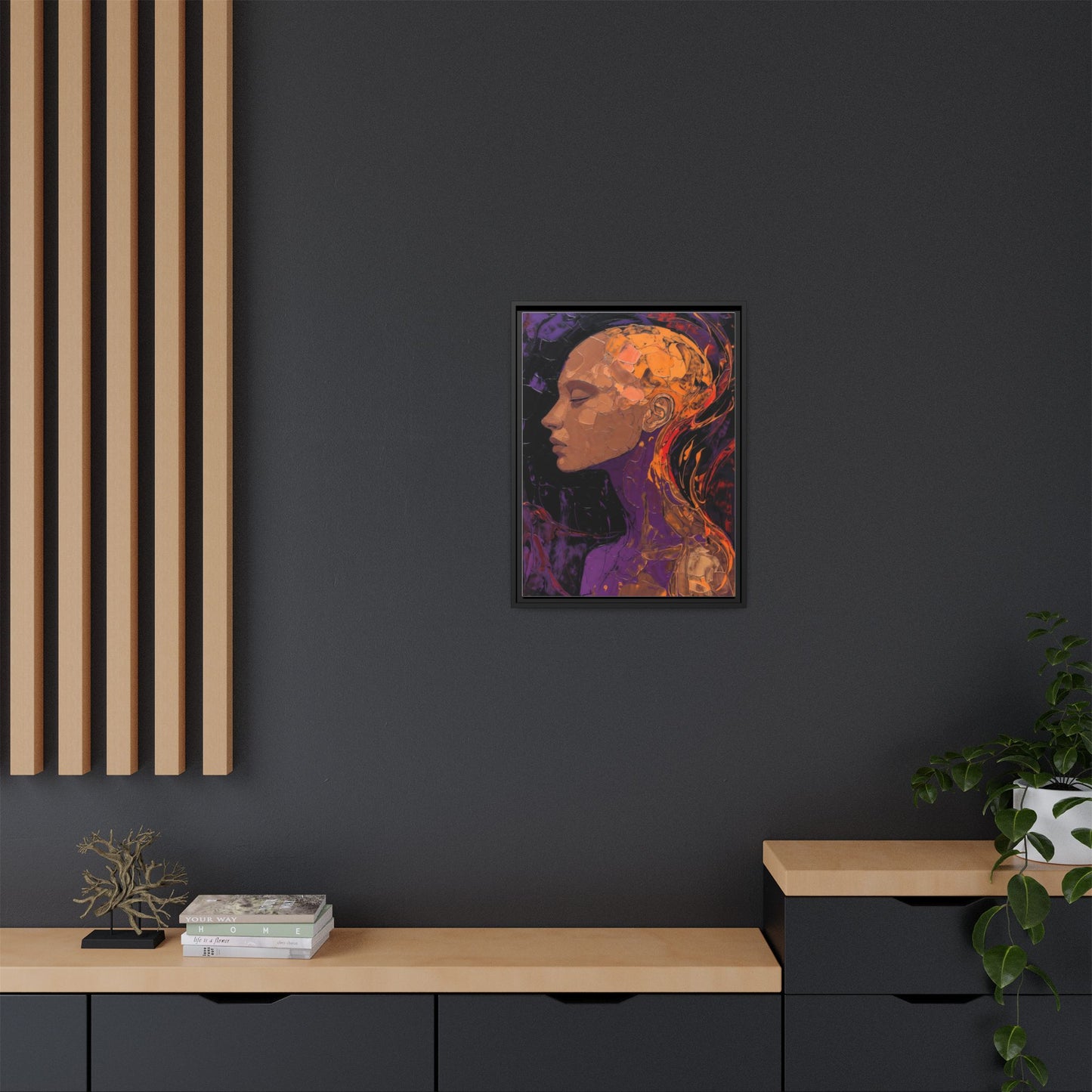 Abstract Profile Portrait Matte Framed Canvas — Multicolor Feminine Art Print