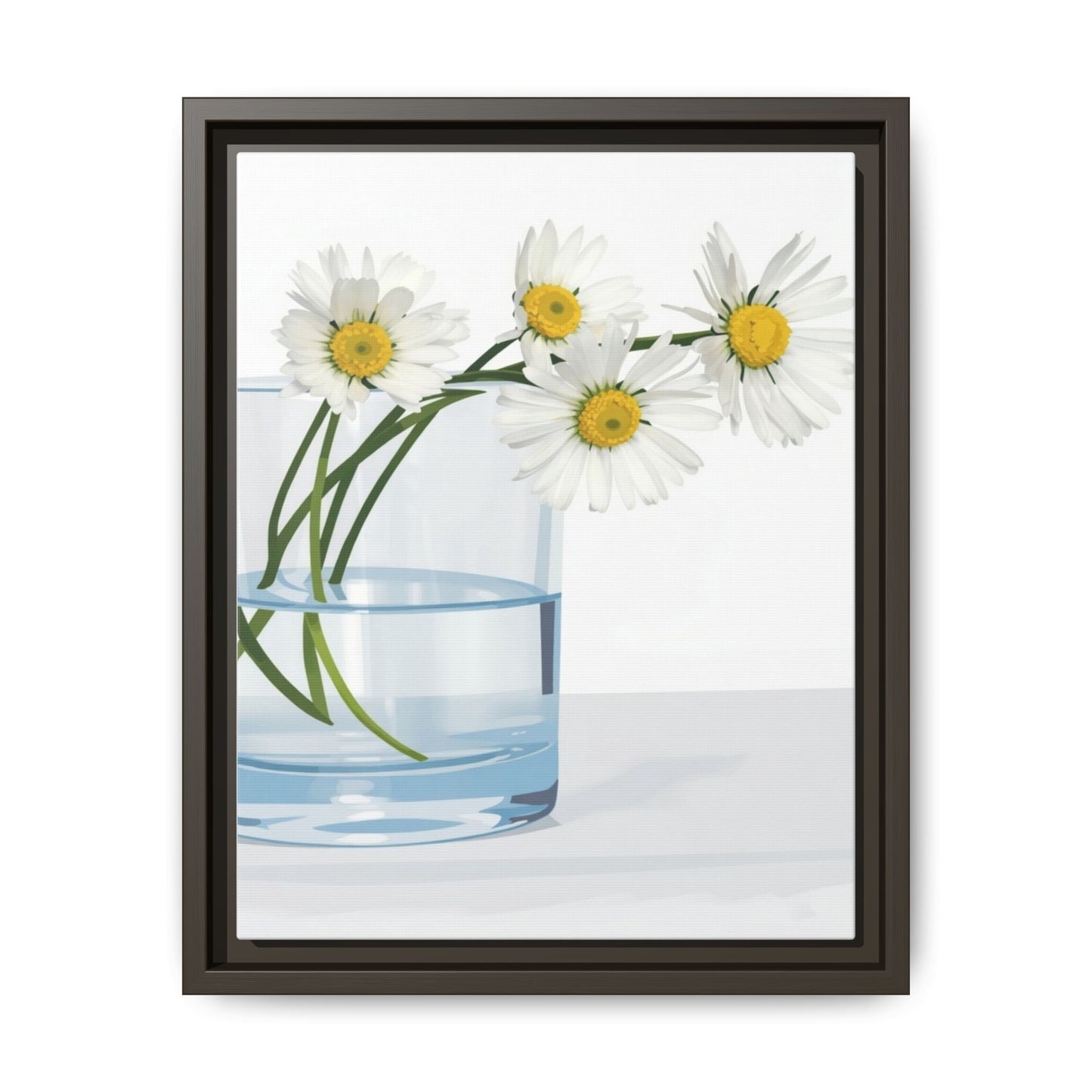 Framed Daisy Canvas Print — Minimal Botanical Wall Art