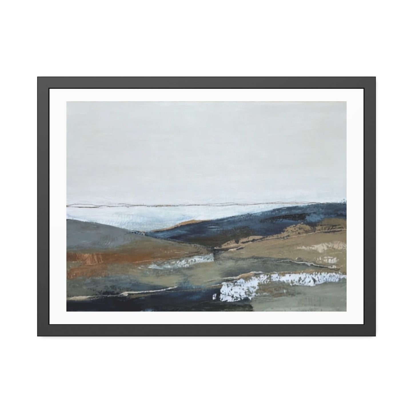 Framed Abstract Landscape Print — Calming Coastal Wall Art Poster