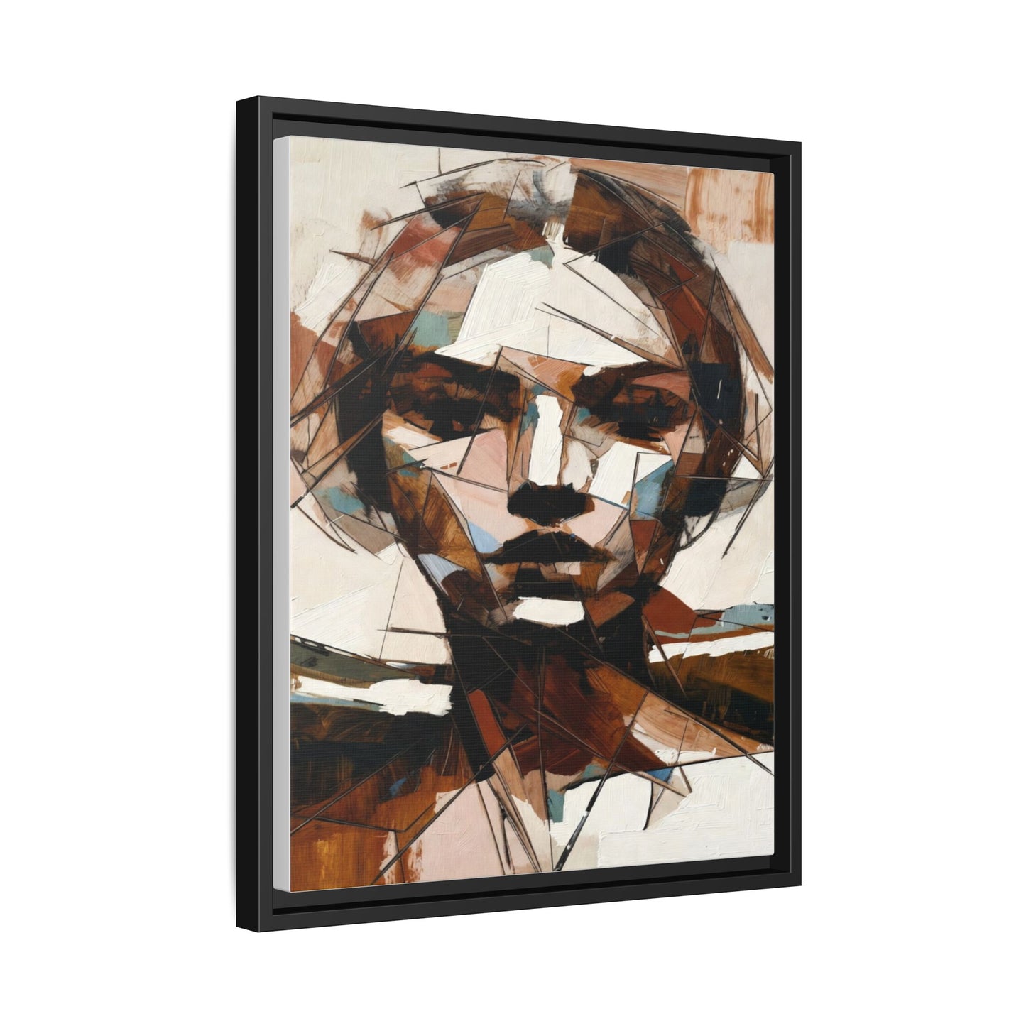 Abstract Woman Portrait Matte Canvas Framed — Geometric Multi-Color Wall Art