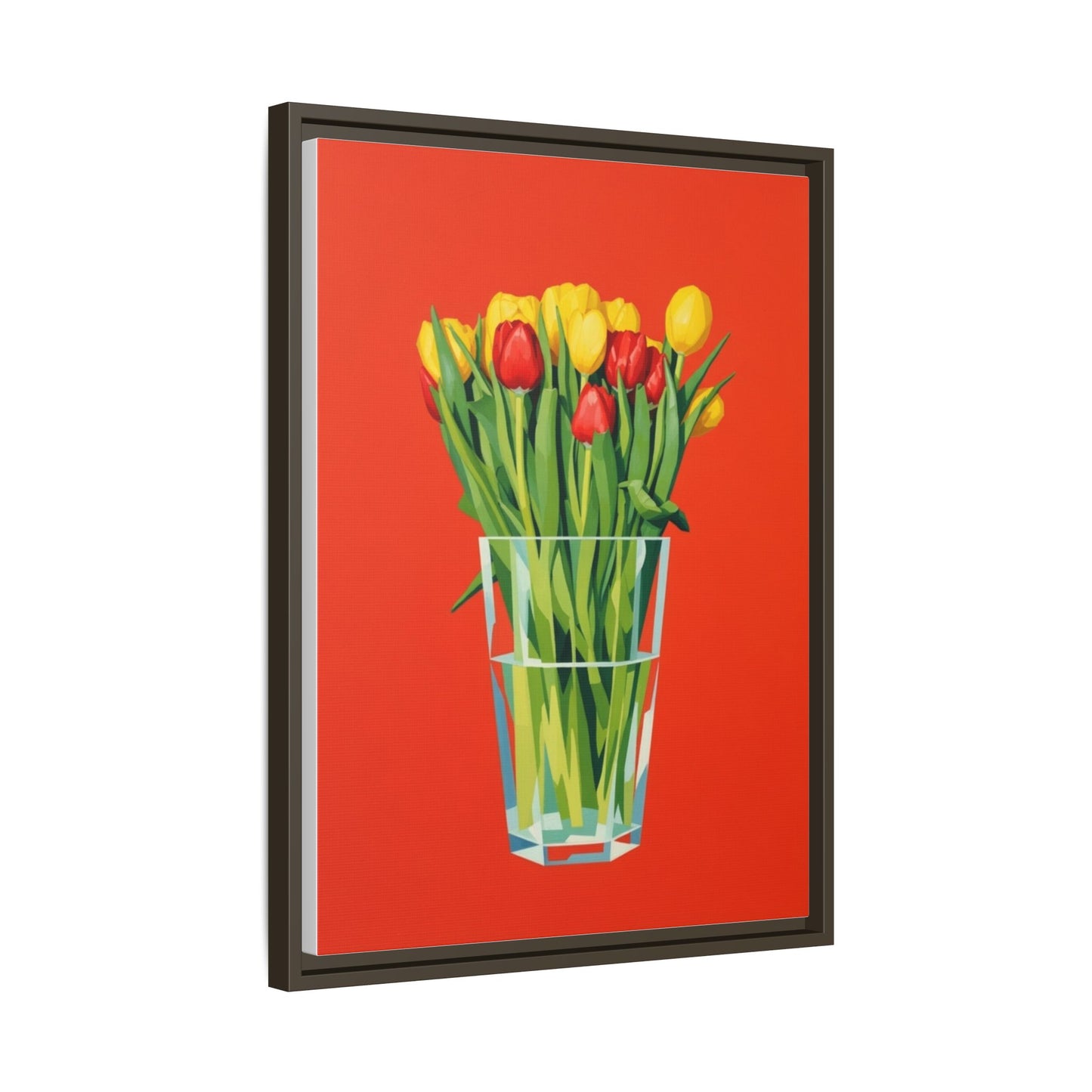 Framed Tulip Bouquet Matte Canvas Art — Vibrant Red Floral Wall Print