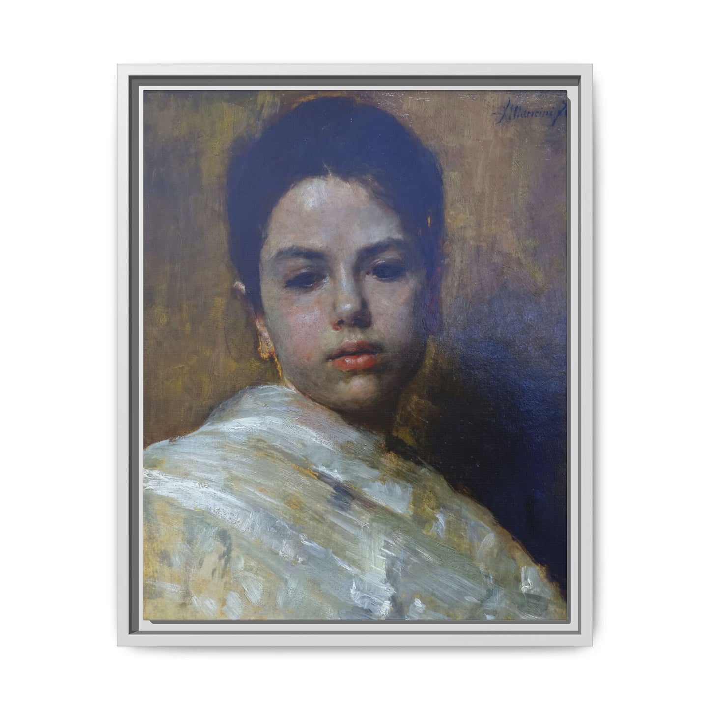 Carminella by Antonio Mancini Framed Matte Canvas Art Print