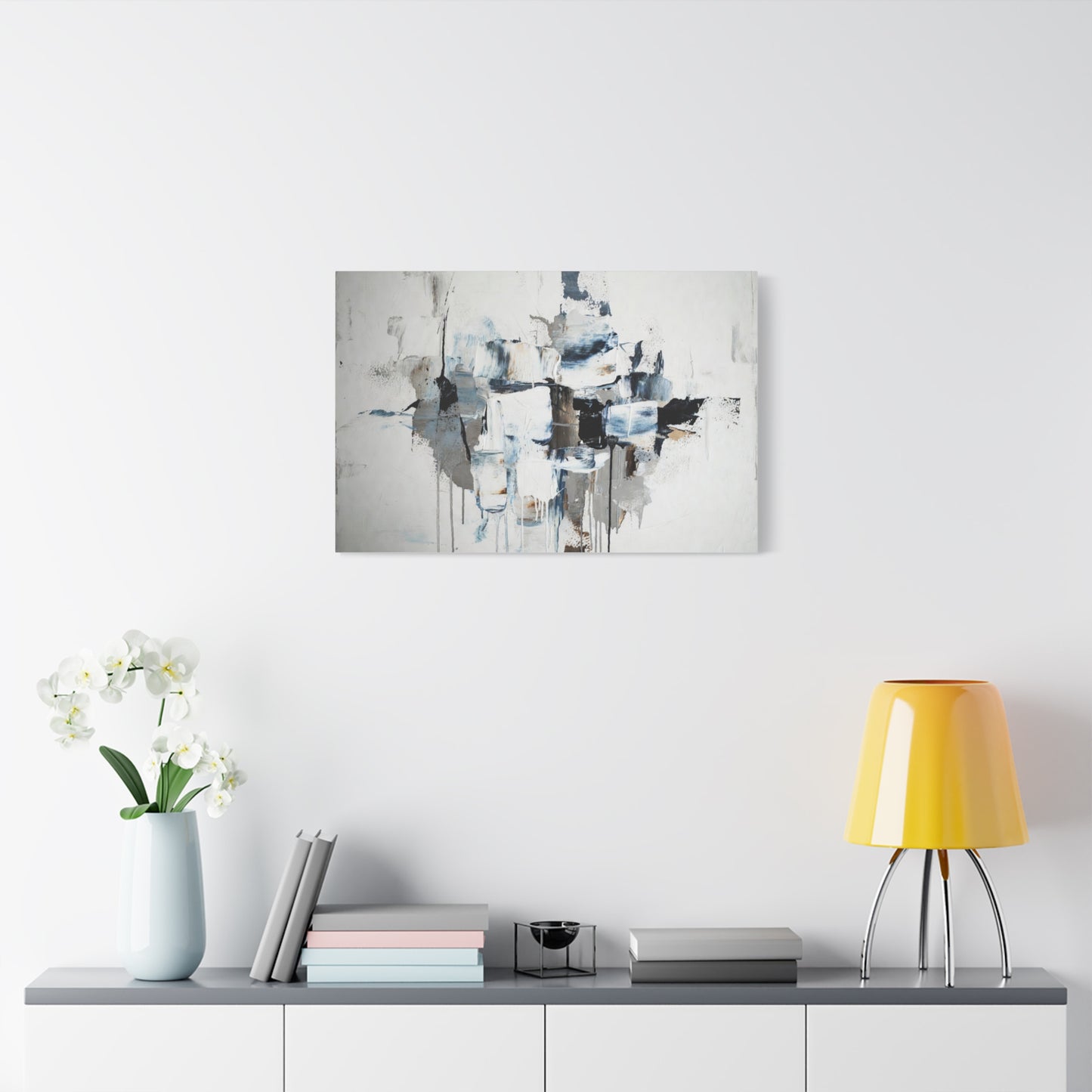 Abstract Blue & Gray Canvas Wall Art — Stretched Matte Canvas