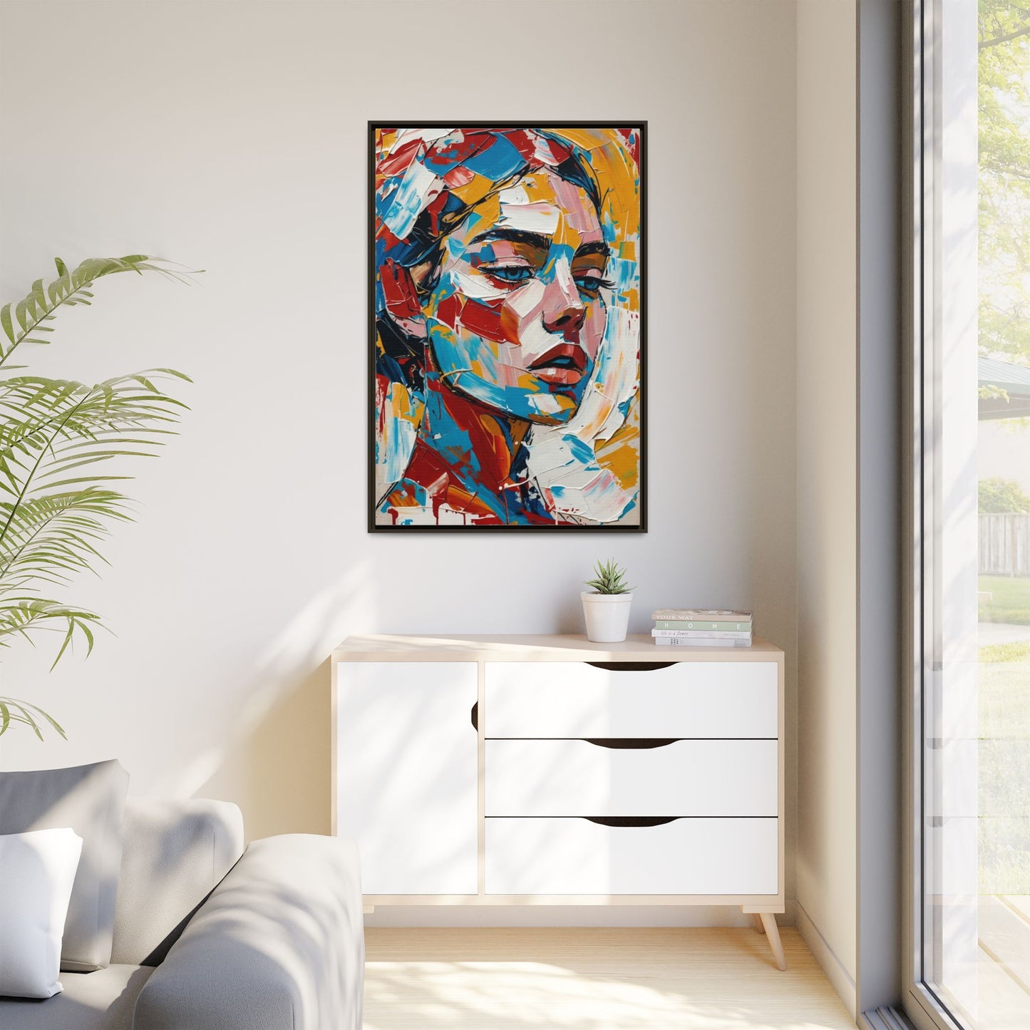 Colorful Abstract Portrait Framed Canvas Print