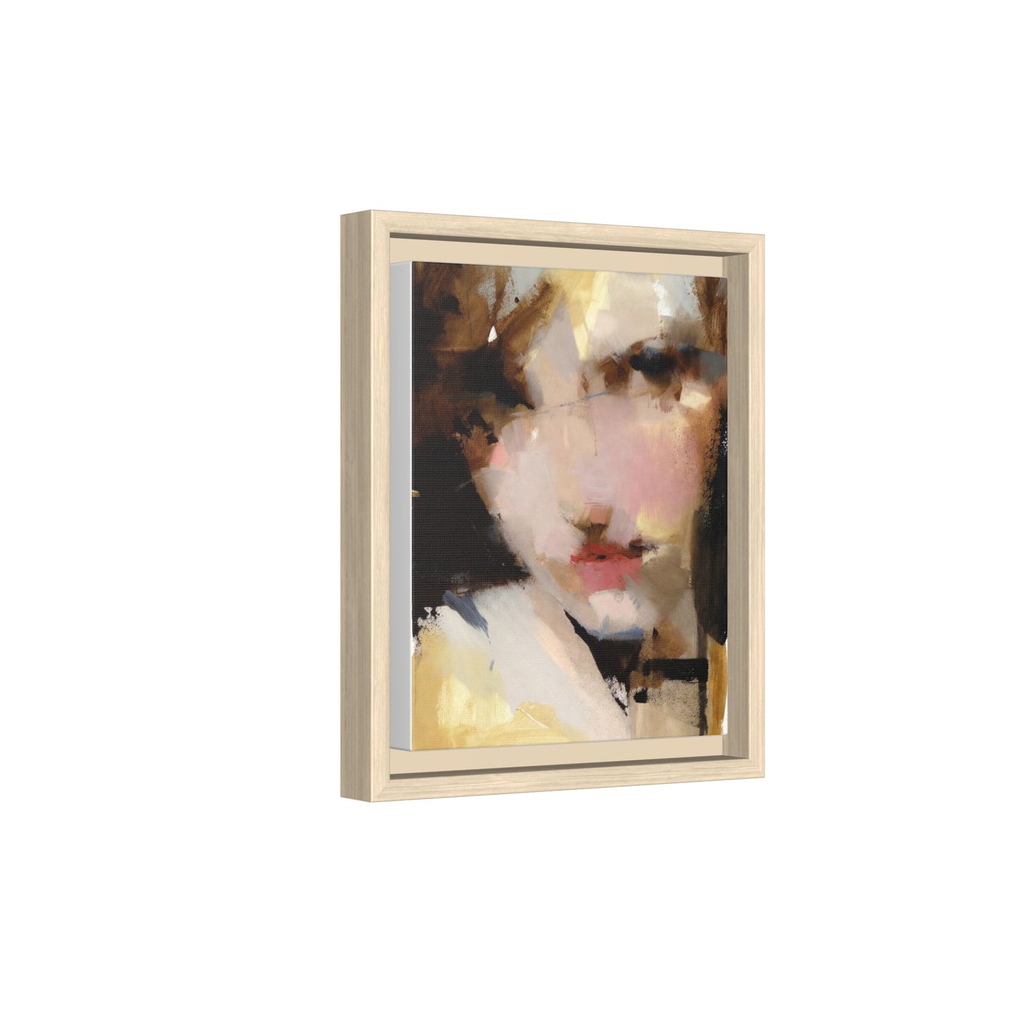 Abstract Portrait Matte Canvas Framed Print — Modern Feminine Wall Art
