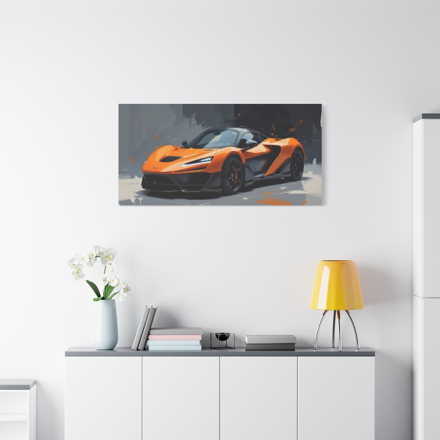 Orange Supercar Matte Canvas Wall Art – Stretched 1.25" Sports Car Print
