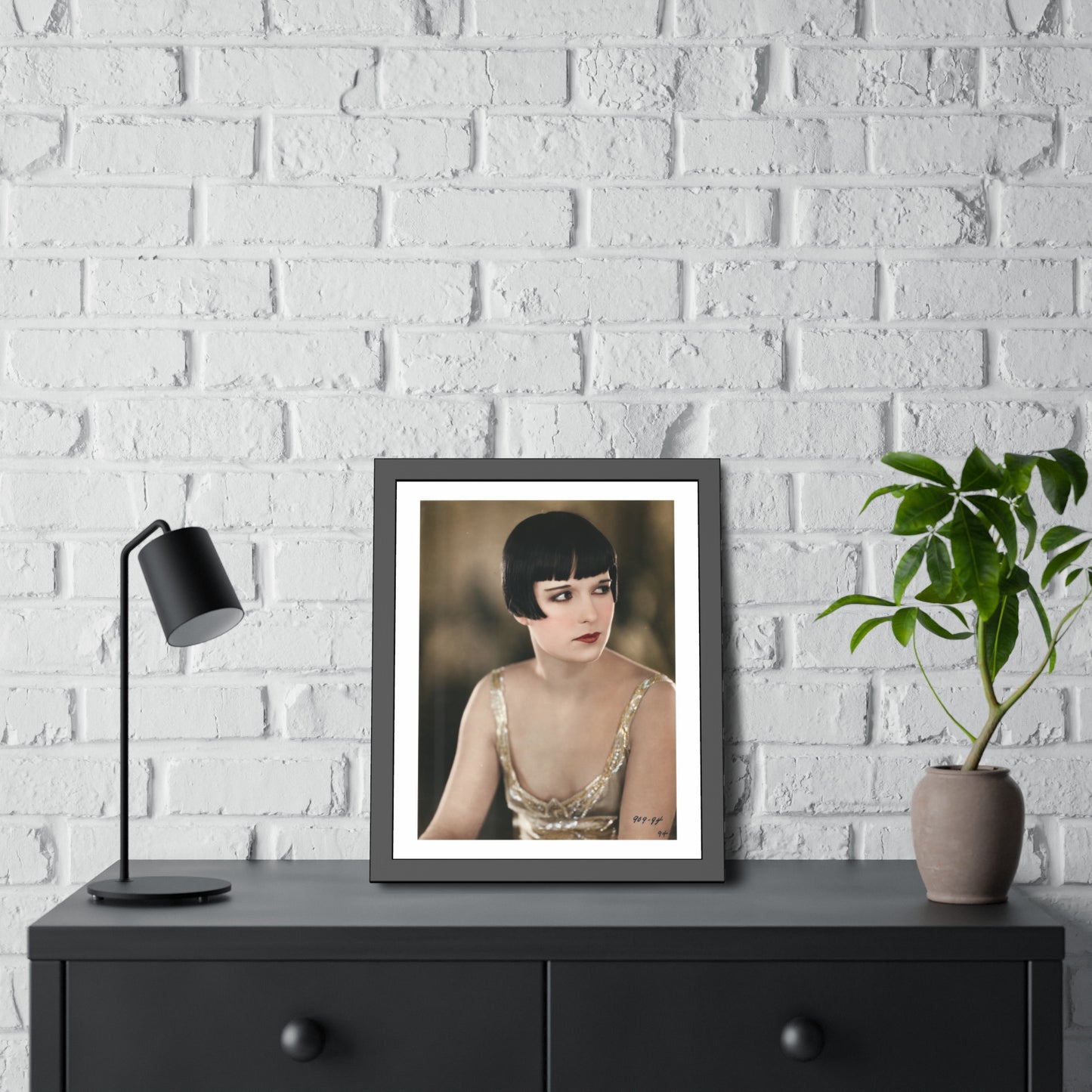 Vintage 1920s Louise Brooks Portrait Framed Poster — Art Deco Wall Print