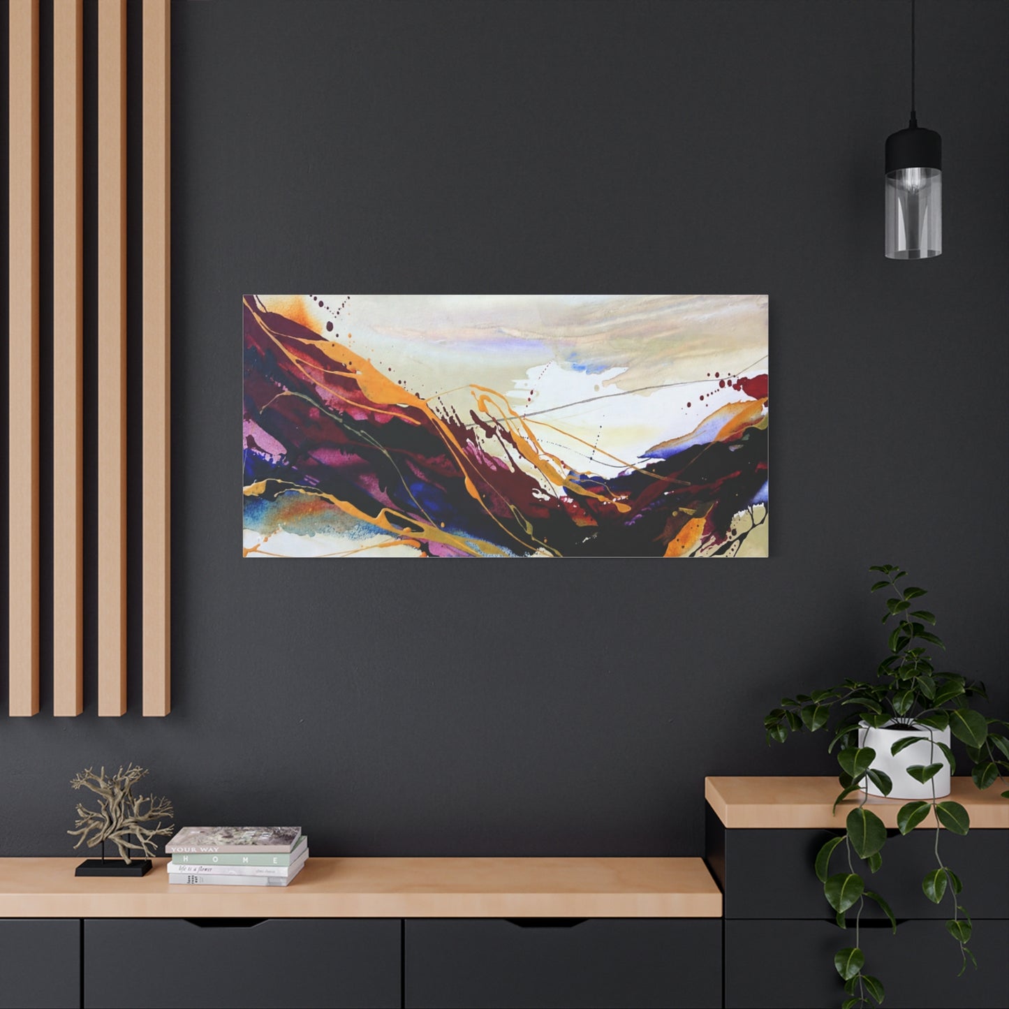 Abstract Color Flow Matte Stretched Canvas – Vibrant Modern Wall Art