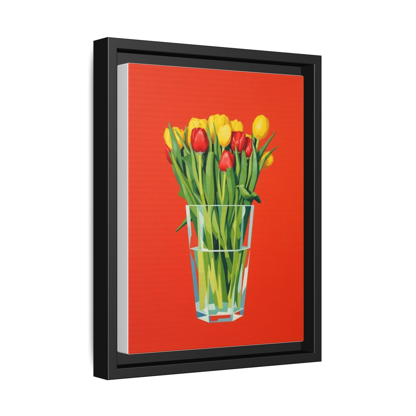 Framed Tulip Bouquet Matte Canvas Art — Vibrant Red Floral Wall Print