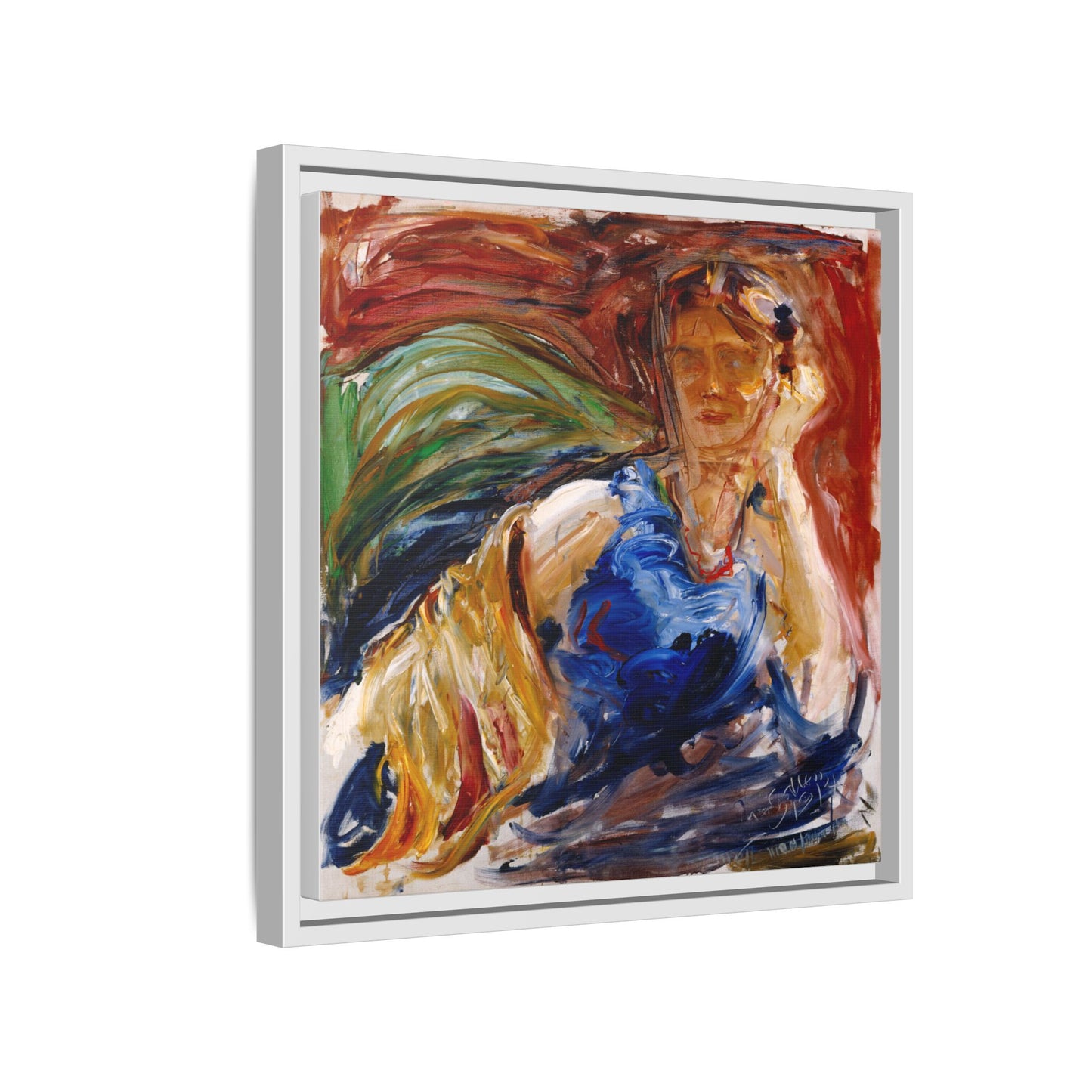 Portrait of hyllis Sjostrom by Akseli Gallen-Kallela Canvas Matte Framed Wall Art Print