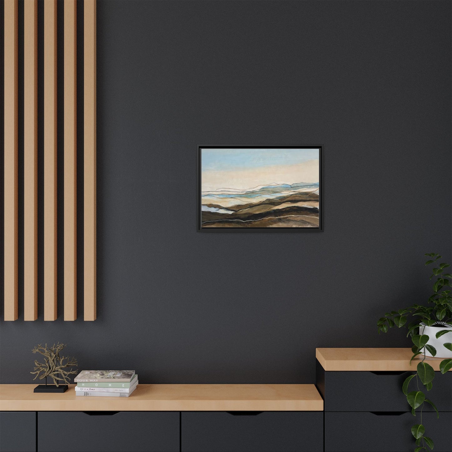 Framed Matte Canvas Print — Abstract Coastal Landscape Wall Art