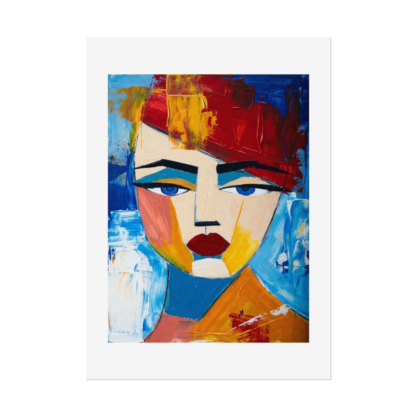 Abstract Colorful Face Poster - Modern Expressionist Rolled Art Print