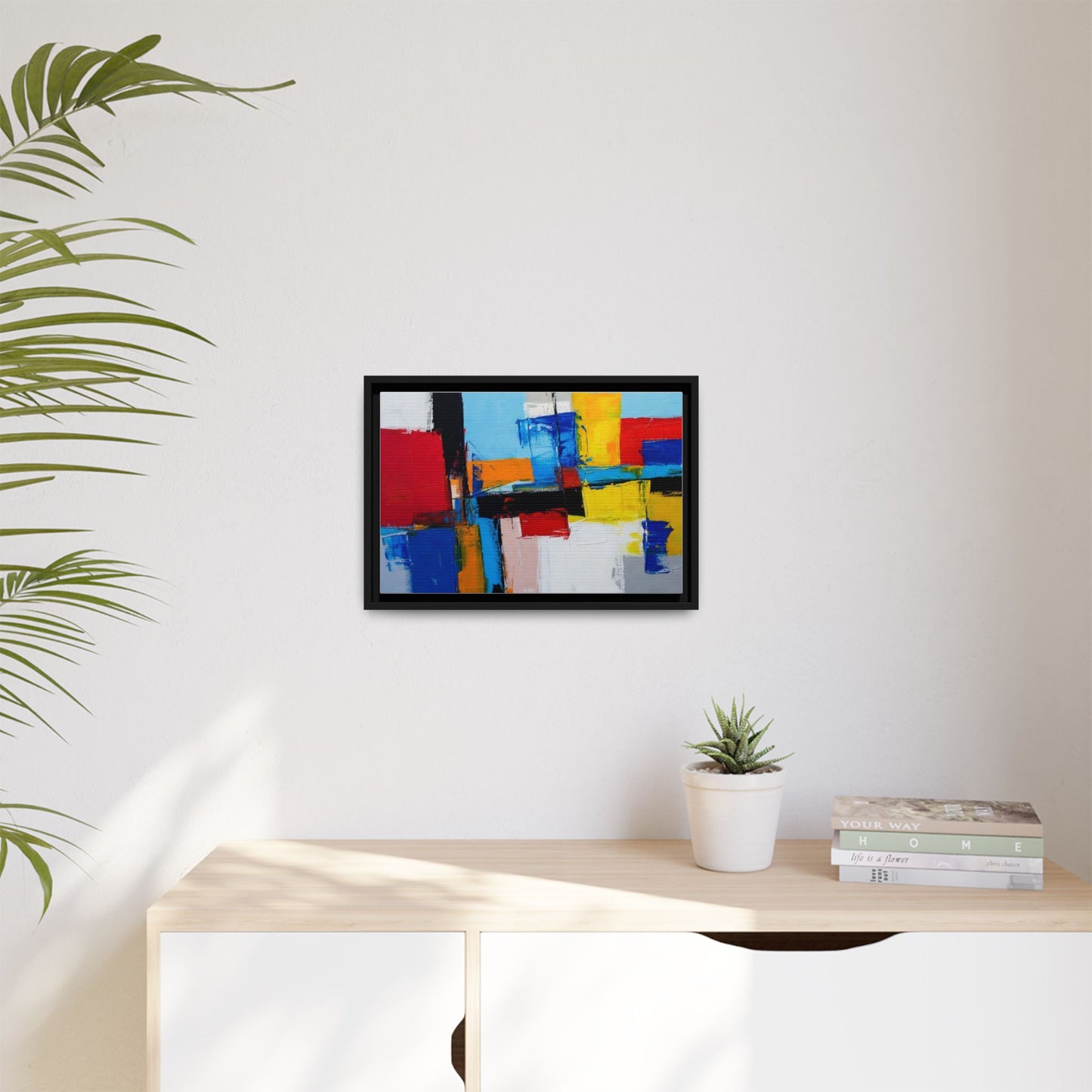 Abstract Color Block Matte Canvas Framed Wall Art