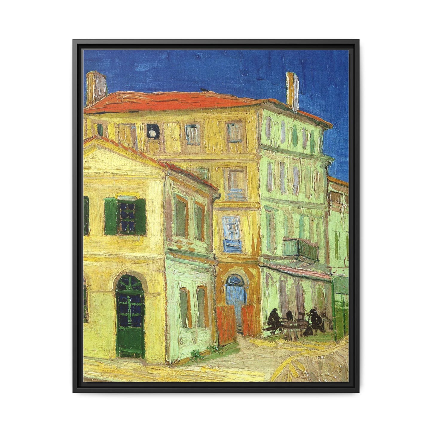 Mediterranean Street Scene Matte Canvas Framed Wall Art
